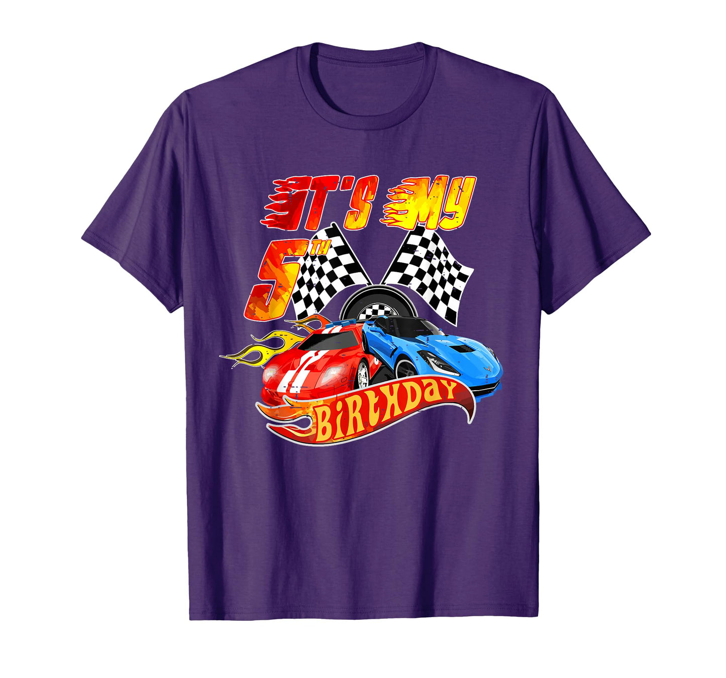 It's My 5th Birthday Kid 5 Year Old Race Car Birthday Racing T-Shirt