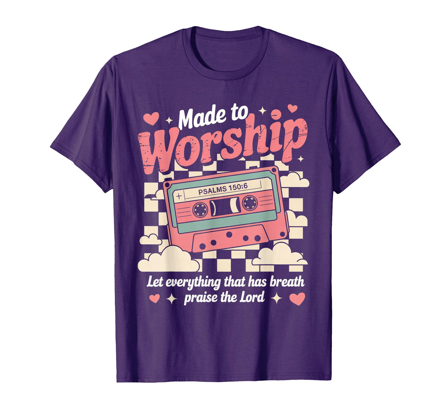 Retro Cassette Made to Worship Psalms 150:6 Christian Music T-Shirt
