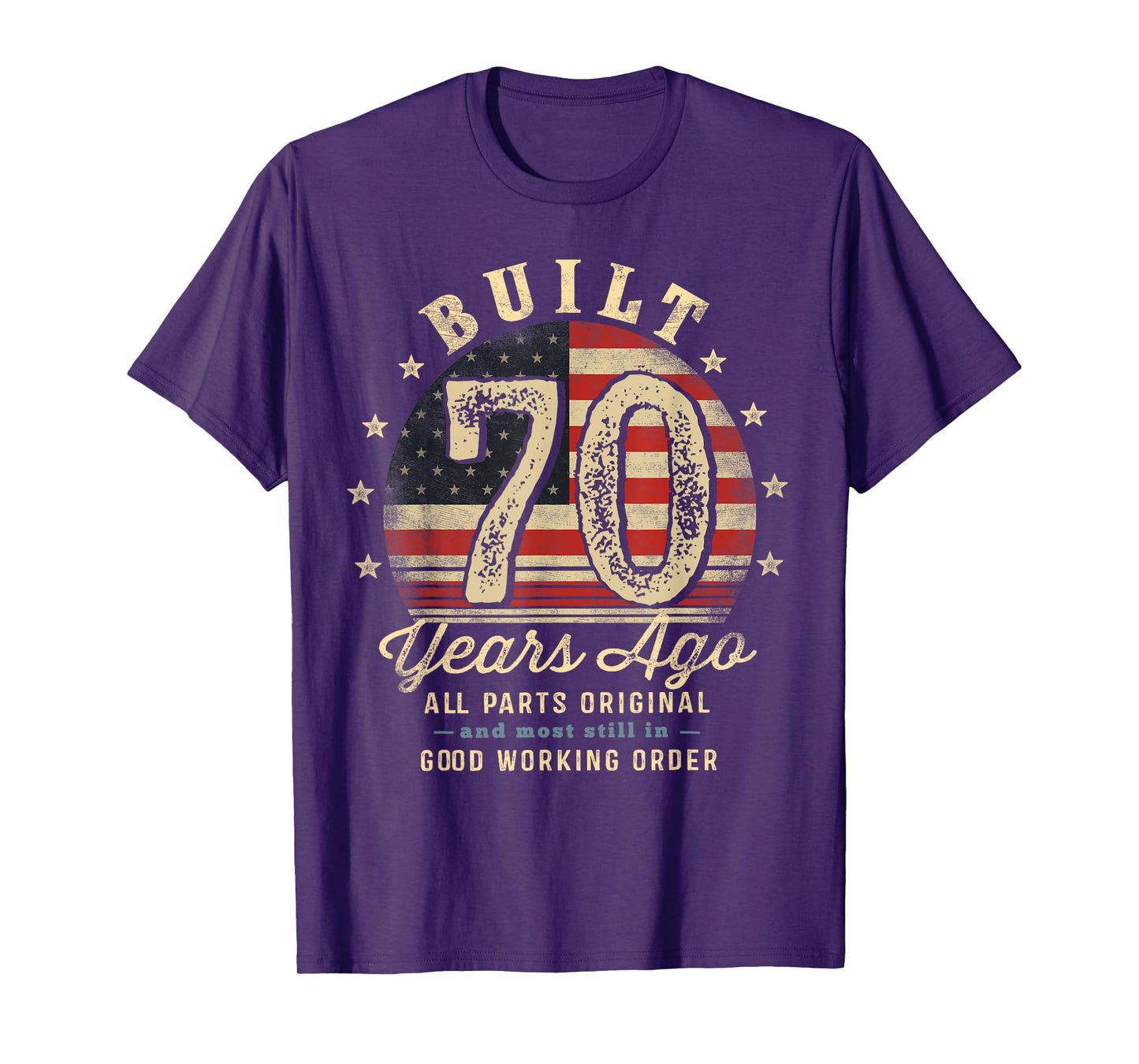 Built 70 Years Ago Funny 70th Birthday USA Flag T-Shirt
