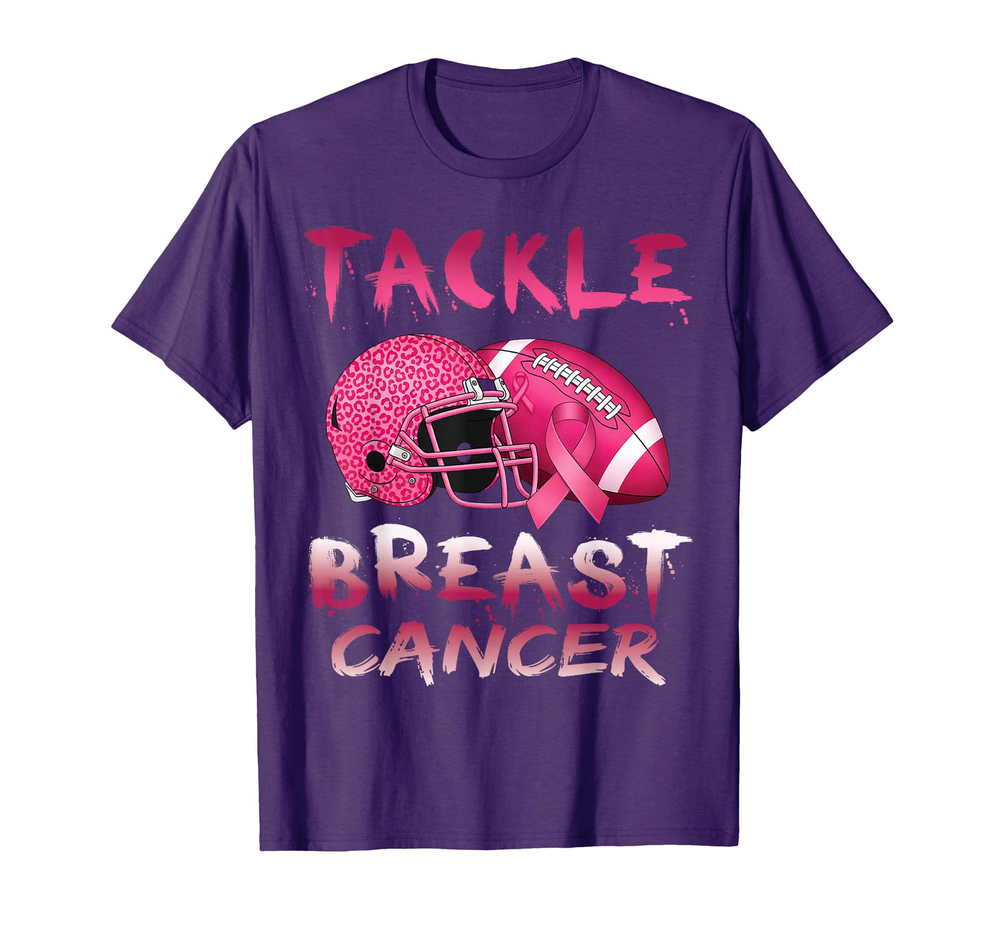 Tackle Breast Cancer Awareness American Football Leopard T-Shirt