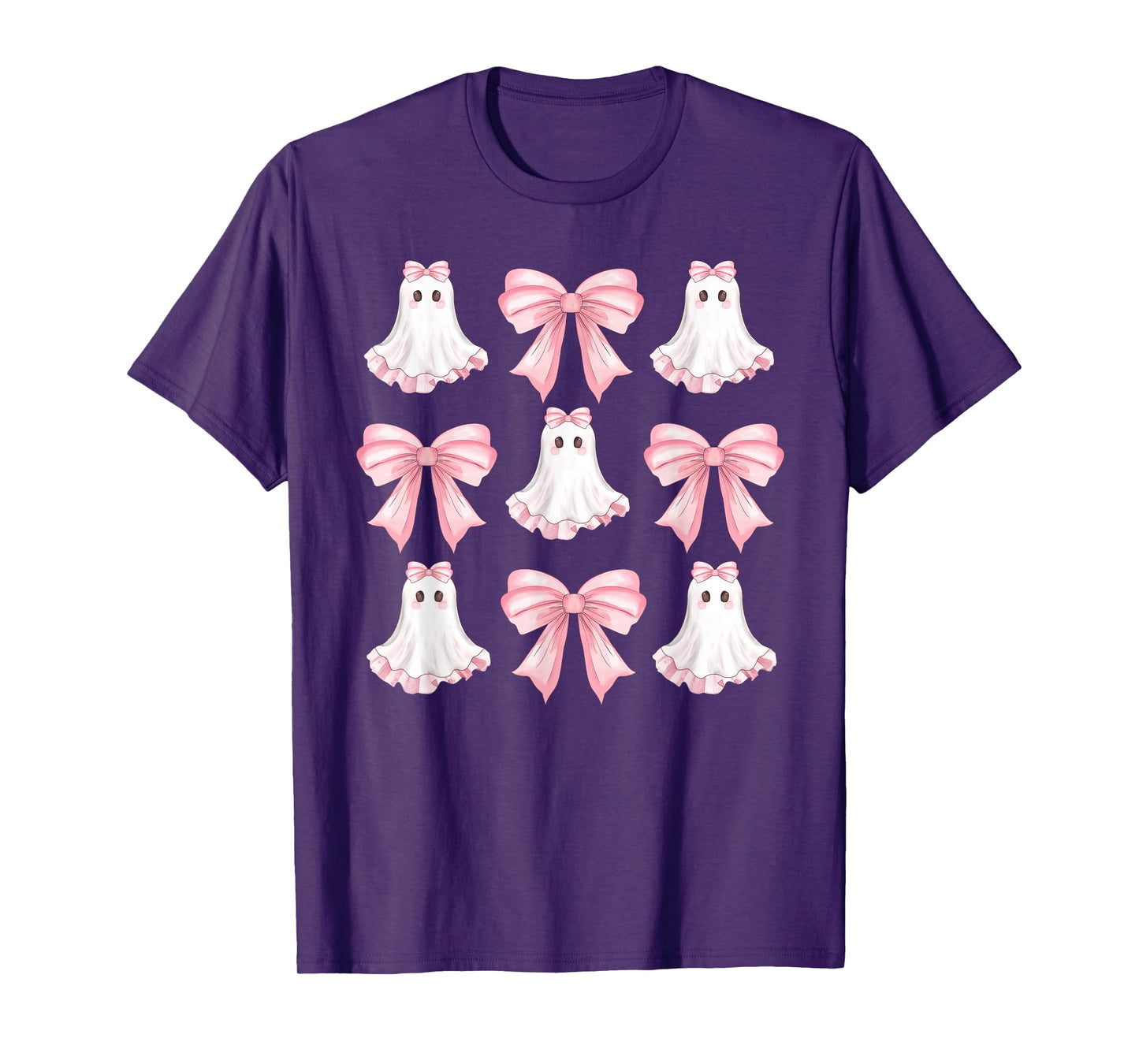 Pink Coquette Bow Cute Ghost Halloween Costume Girls Women T-Shirt