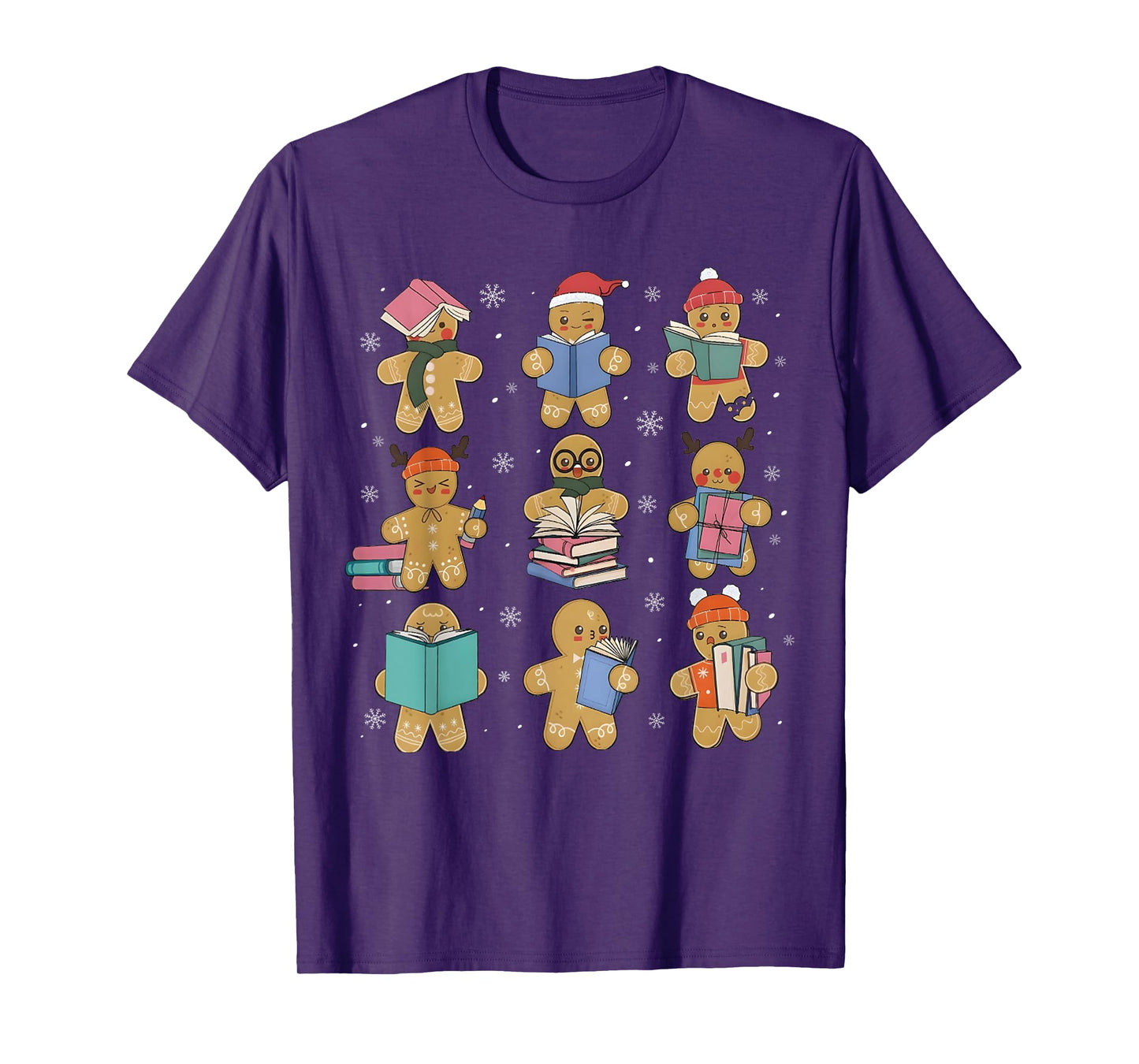 Christmas Library Gingerbread Man Books Lover Bookworm Gifts T-Shirt