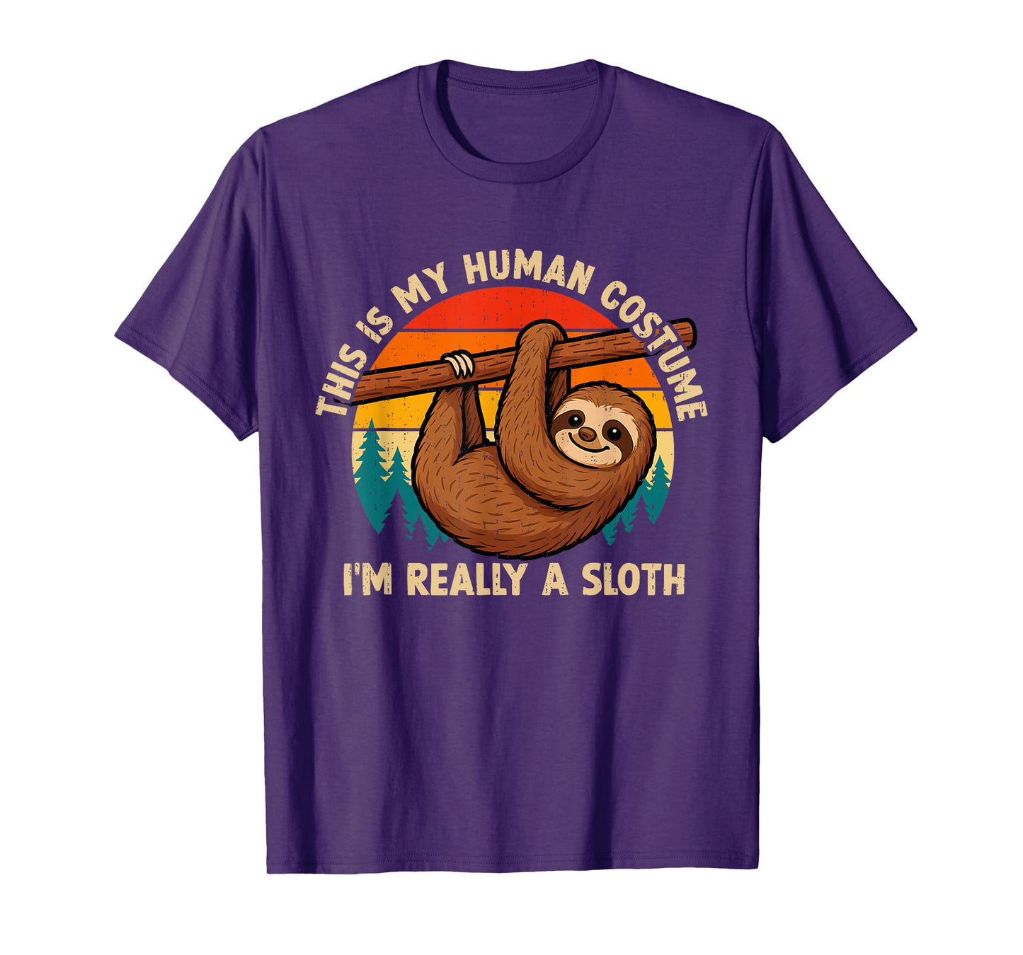 Funny This is My Human Costume I'm Really A Sloth Halloween T-Shirt