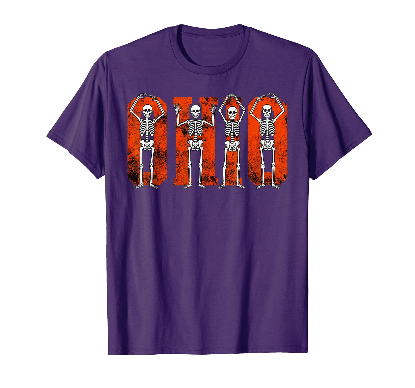 O-H-I-O State Funny Skeletons Ohio Vintage Halloween Team T-Shirt