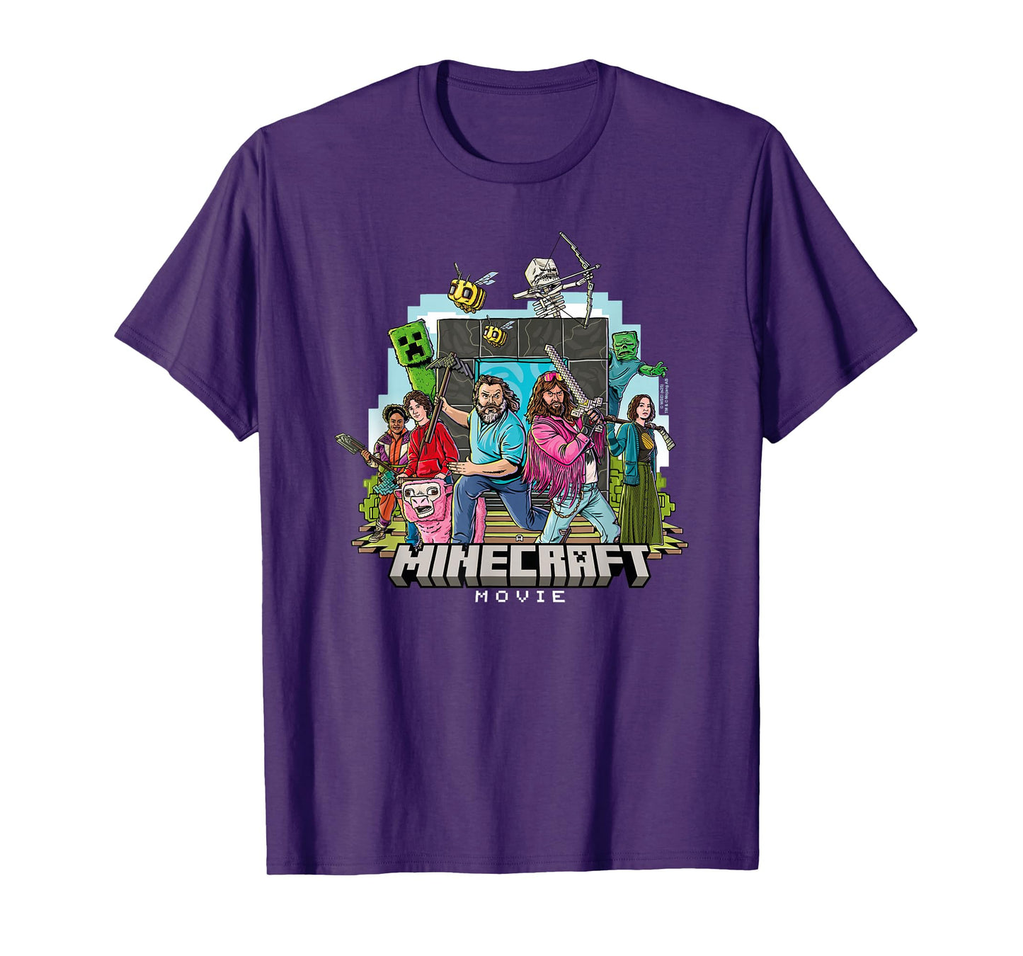 A Minecraft Movie Main Characters Group Shot Cartoon Style T-Shirt