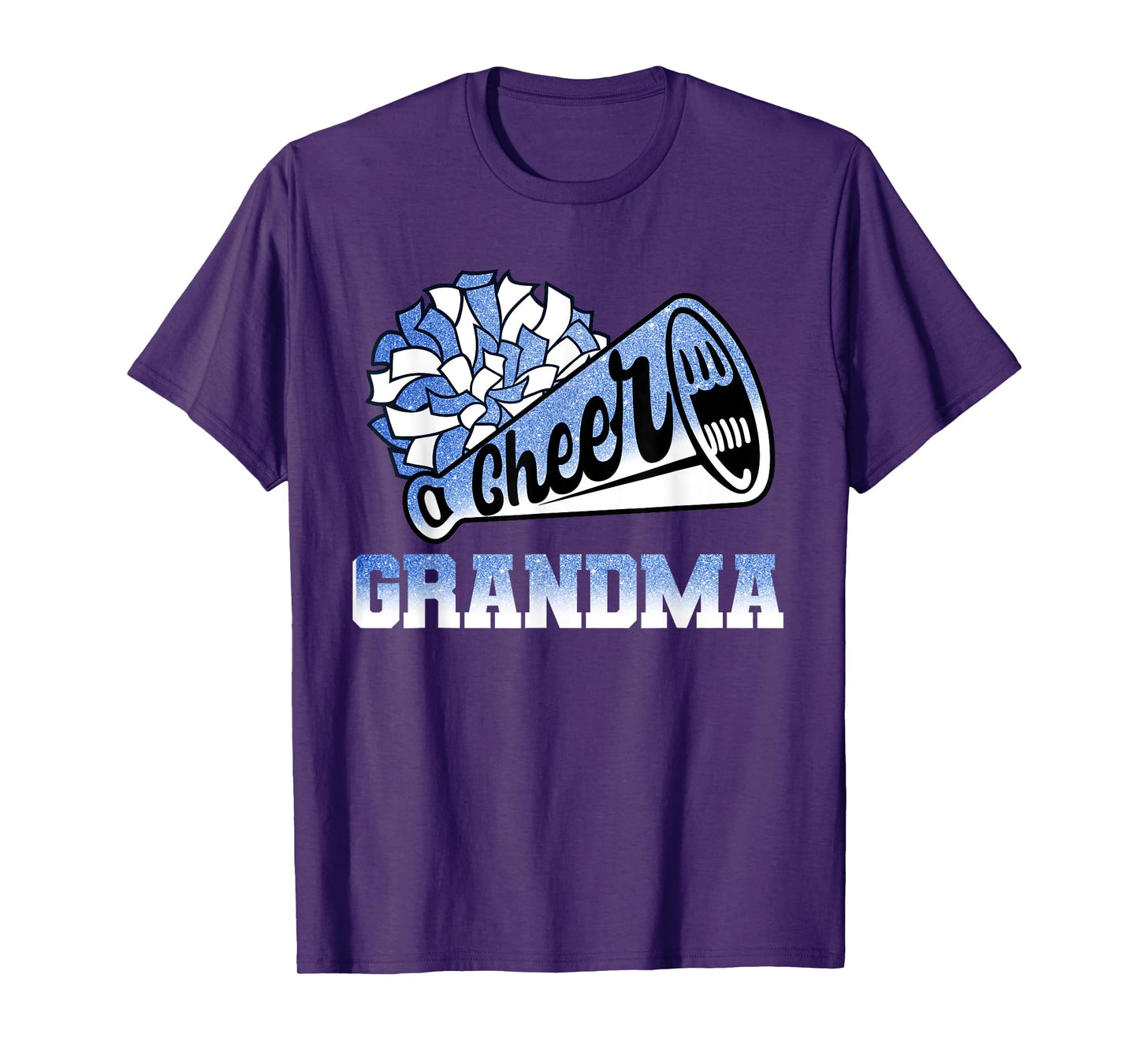 Cheer Grandma Biggest Fan Cheerleader Blue White Pom Pom T-Shirt