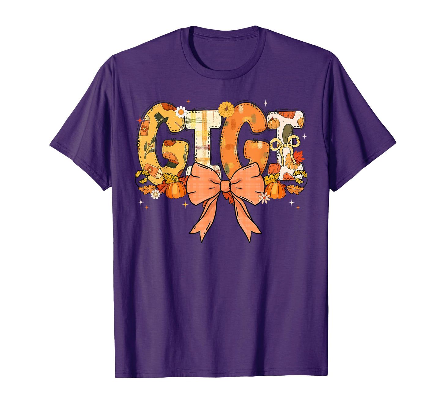 Gigi Pumpkin Fall Coquette Bow Thanksgiving Mom Women T-Shirt