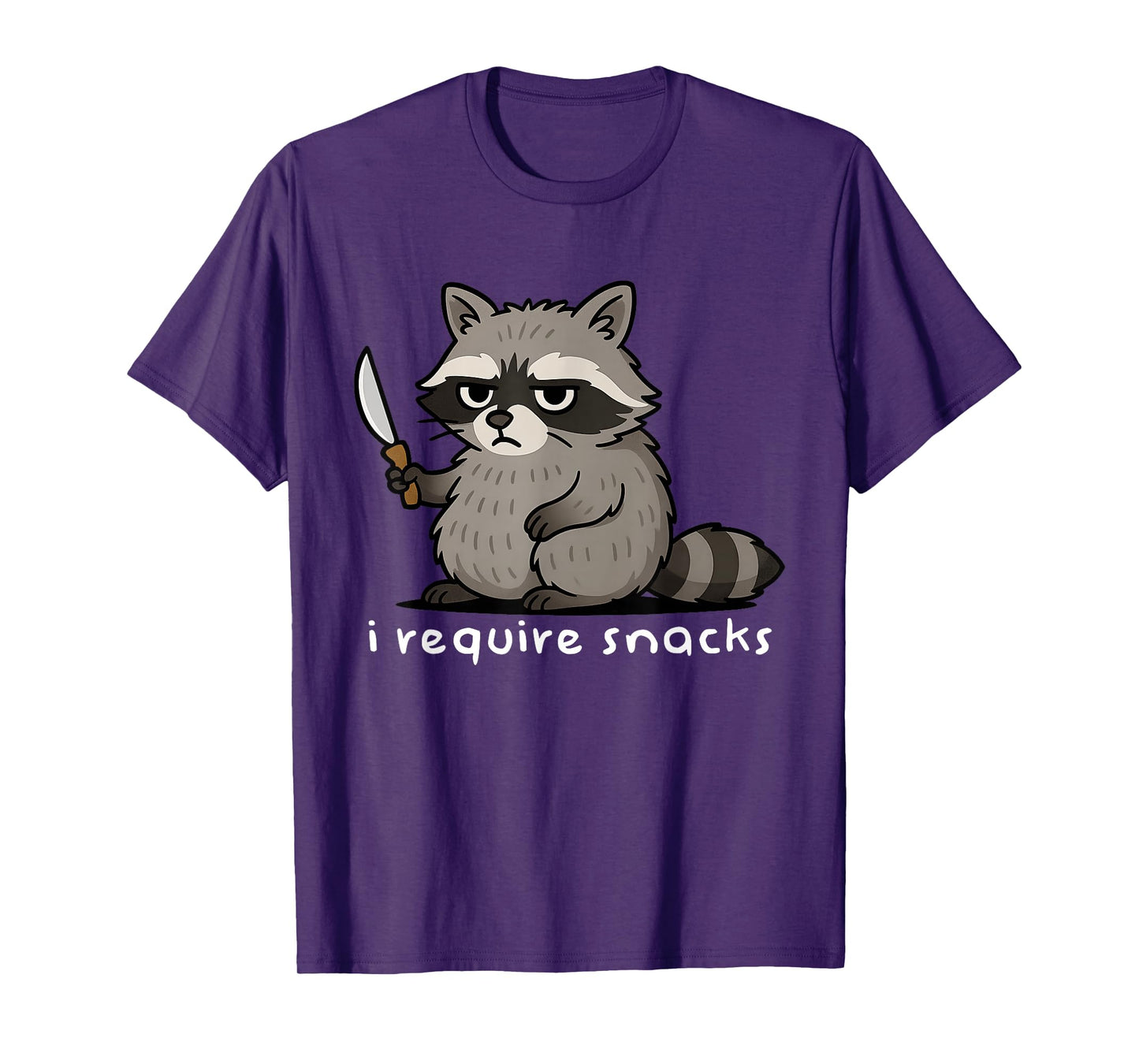 Funny Saying Raccoon I Require Snacks Humor Animal Lover T-Shirt
