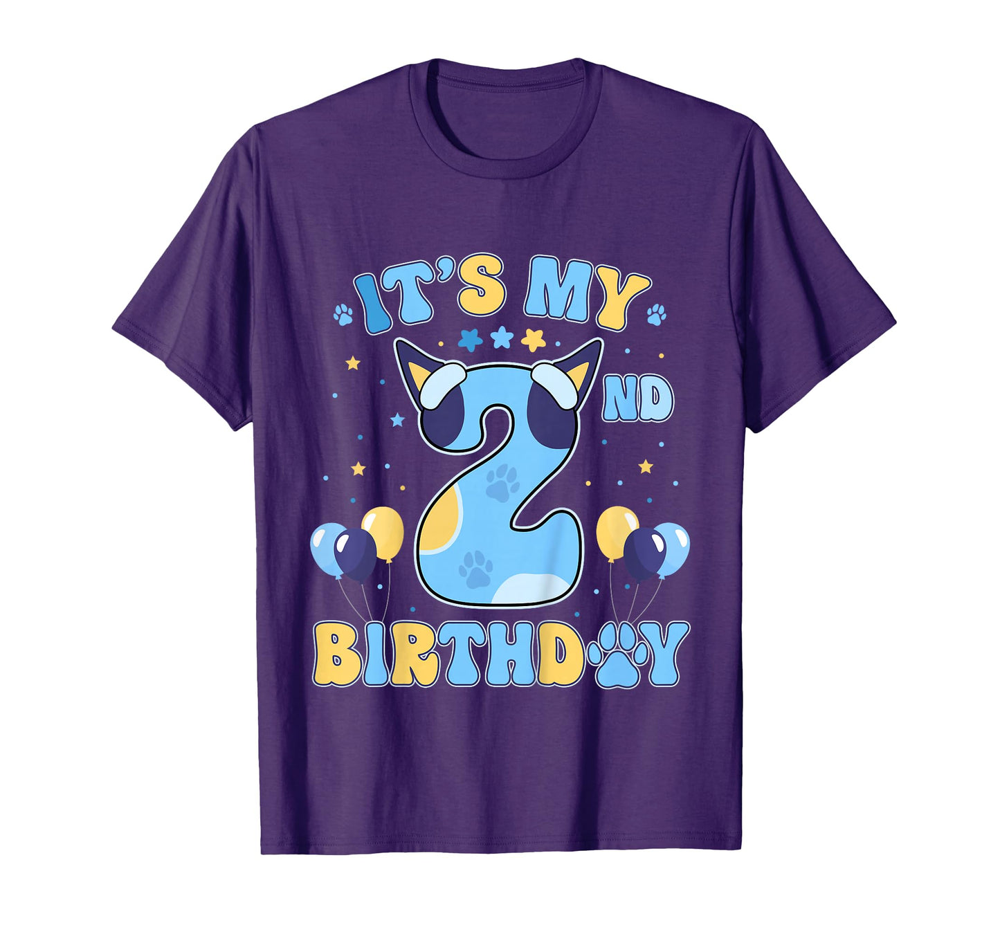 Kids Its my 2nd Birthday Boy Blue Dog Theme Party Cool 2 Year Old T-Shirt