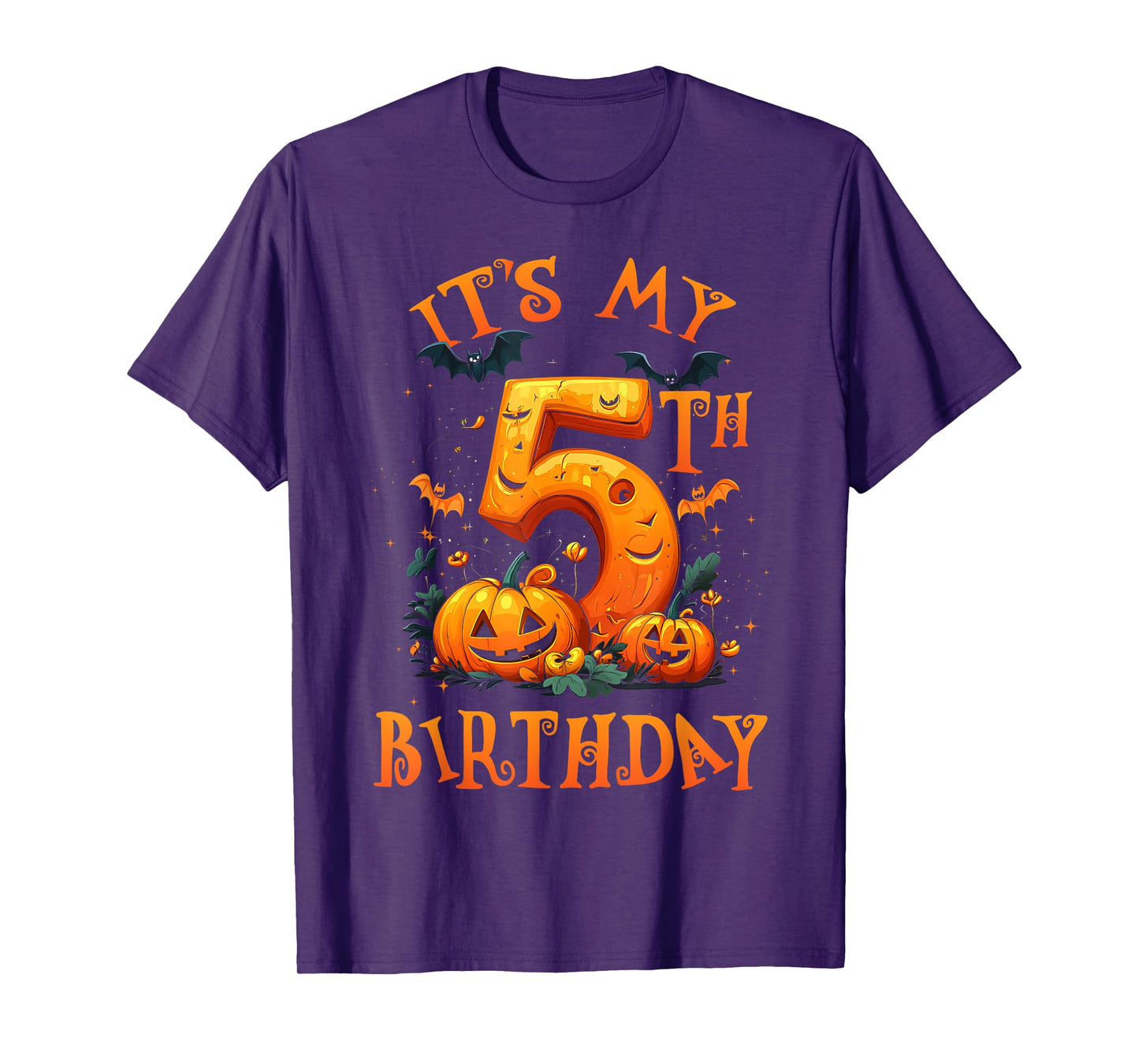 Boo It's My 5th Birthday Halloween Pumpkin 5 Years Old T-Shirt