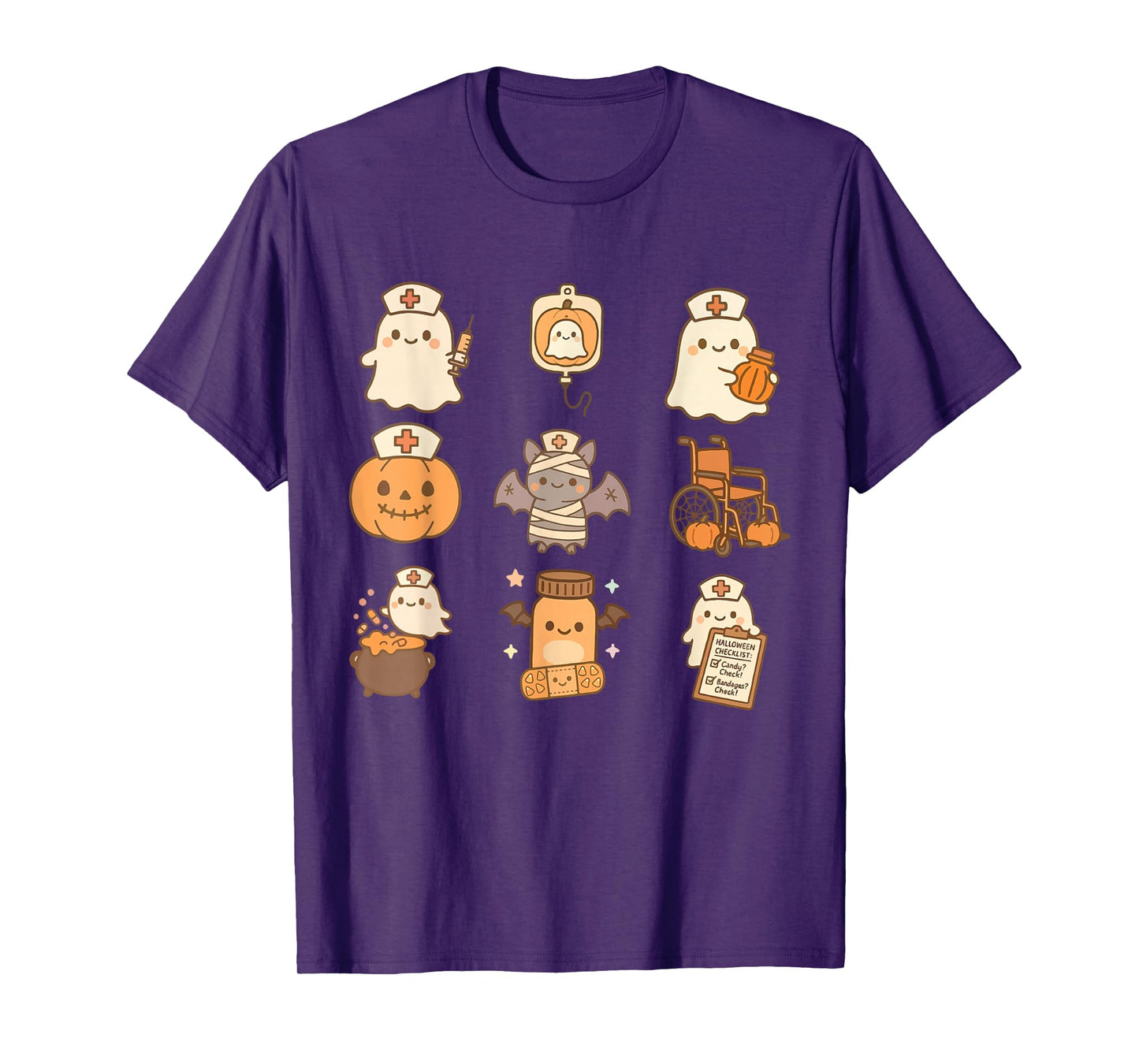 Funny Spooky Nurse Halloween Pumpkin Ghost School Nursing T-Shirt