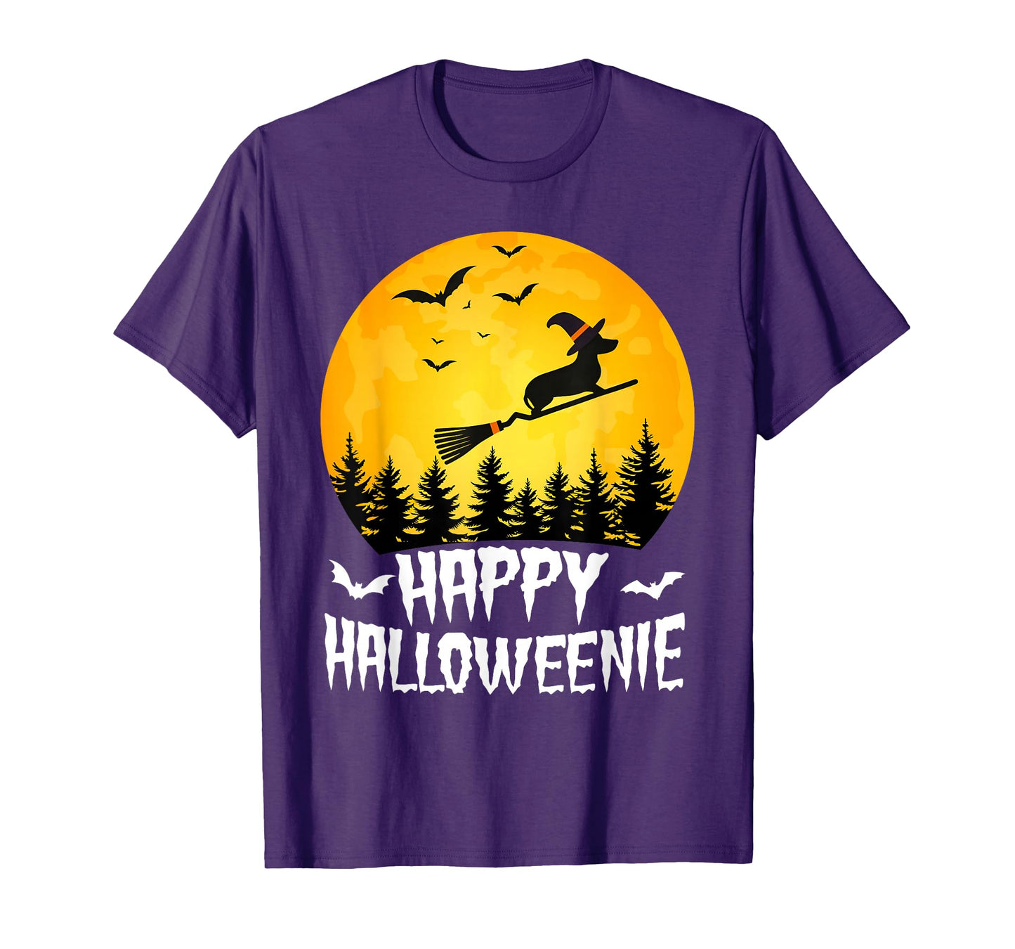 Happy Halloweenie Weiner Dog Dachshund Witch Hat Halloween T-Shirt