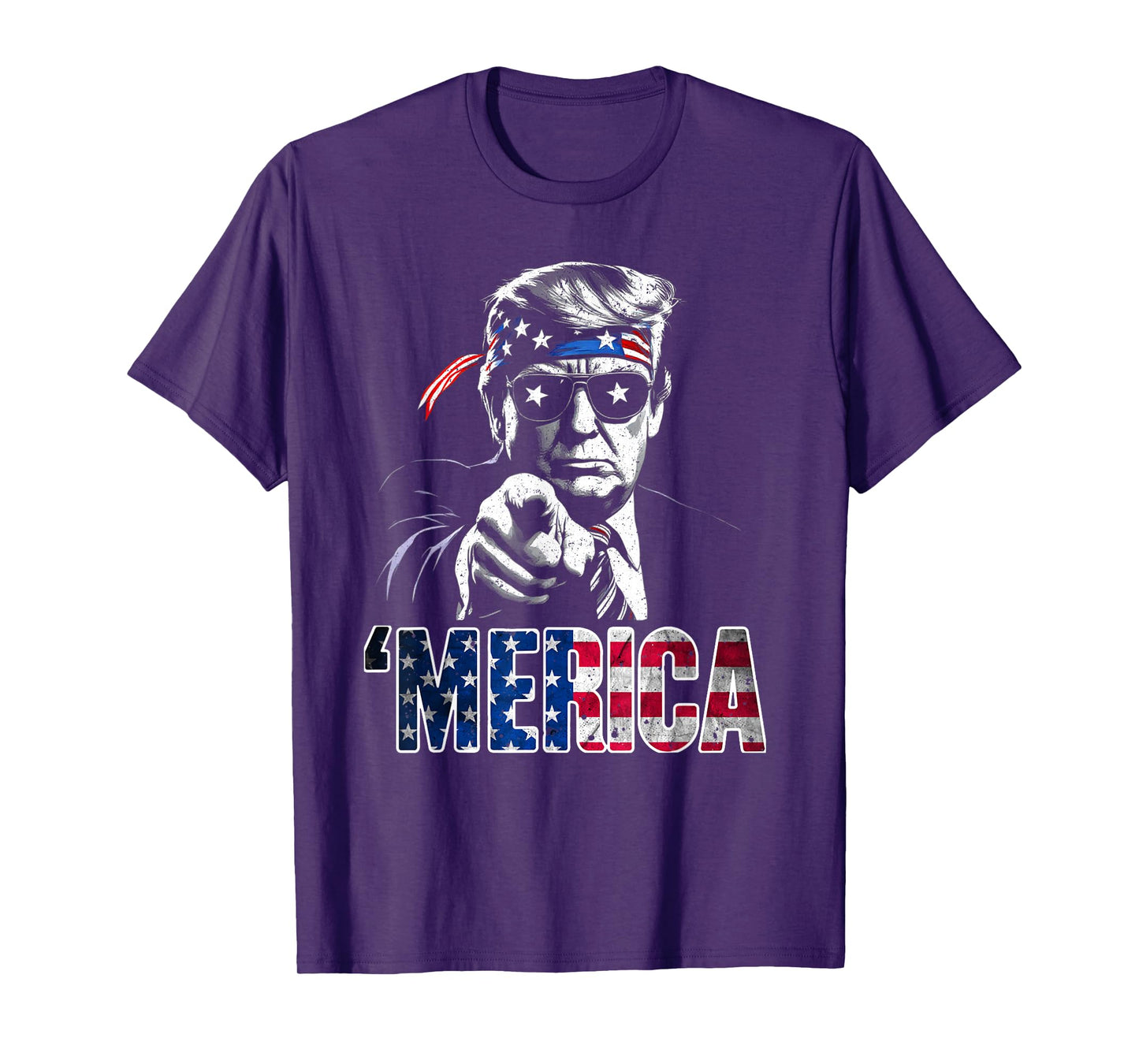 Happy 4th Of July 'MERICA TRUMP American Flag USA T-Shirt