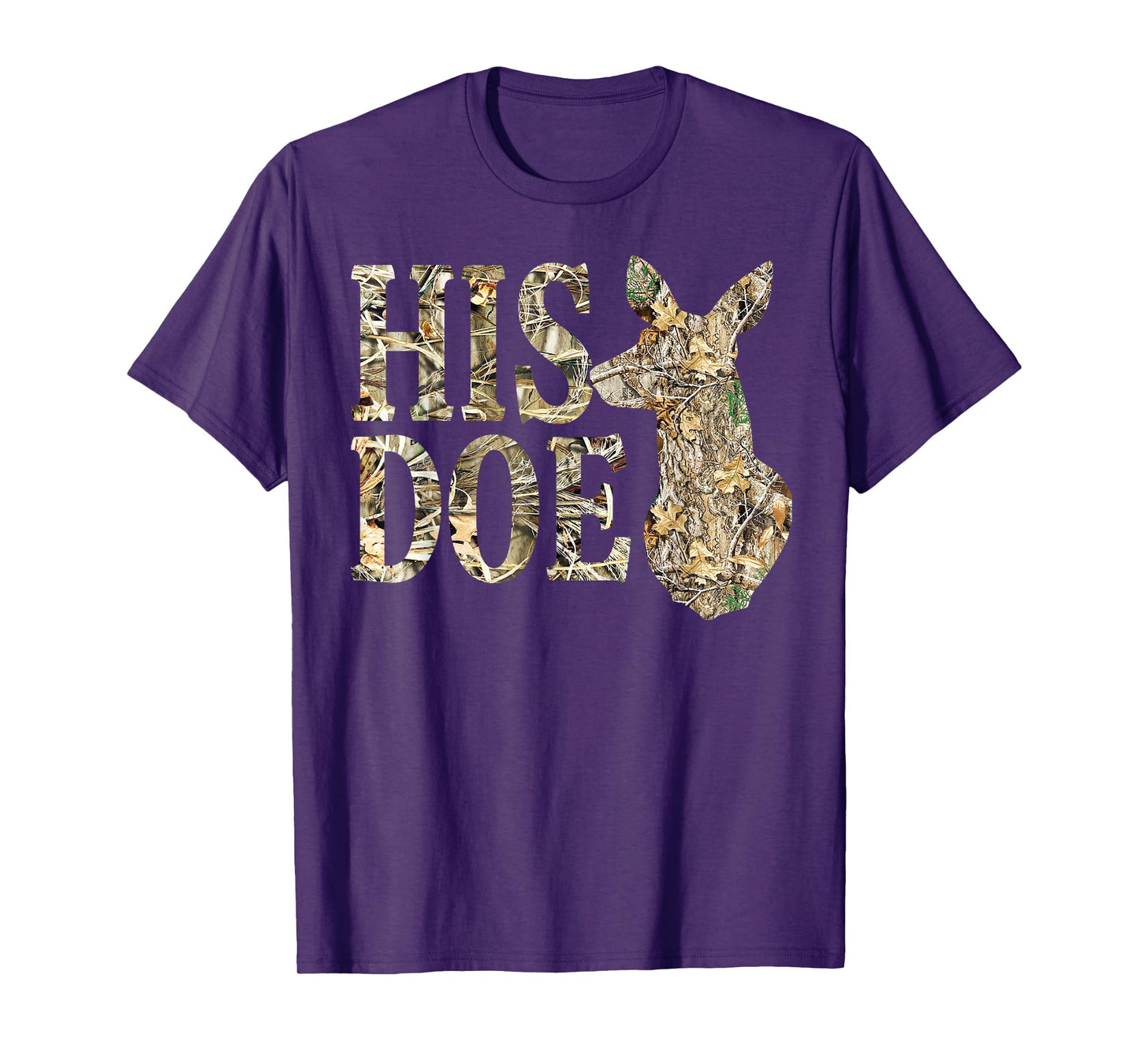 Retro His Doe Camo Deer Hunting Camouflage Matching Couple T-Shirt