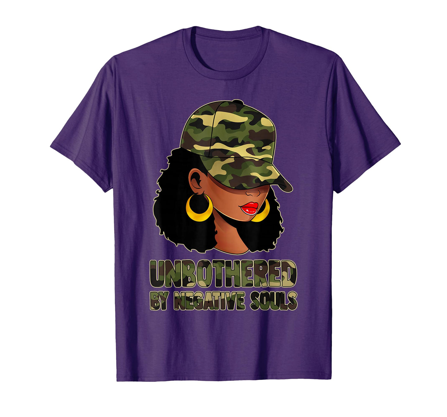 Afro Black Women Camo Melanin Queen Cap Hat Unbothered T-Shirt
