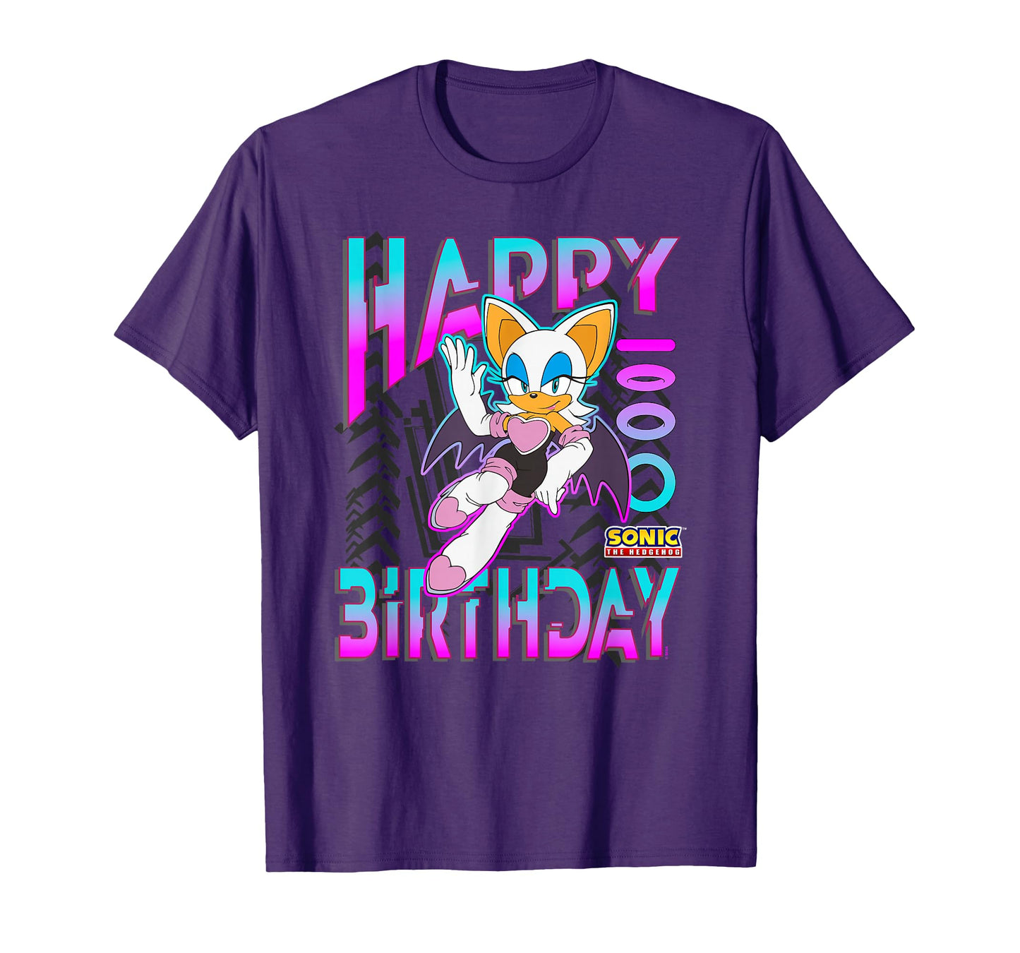 Sonic The Hedgehog Happy Birthday Rogue Grid Chest Poster T-Shirt