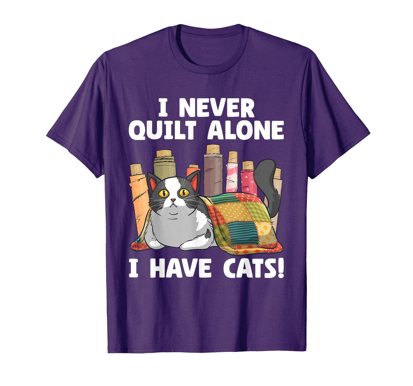 Funny Quilting Art For Men Women Cat Quilt Sewing Quilter T-Shirt