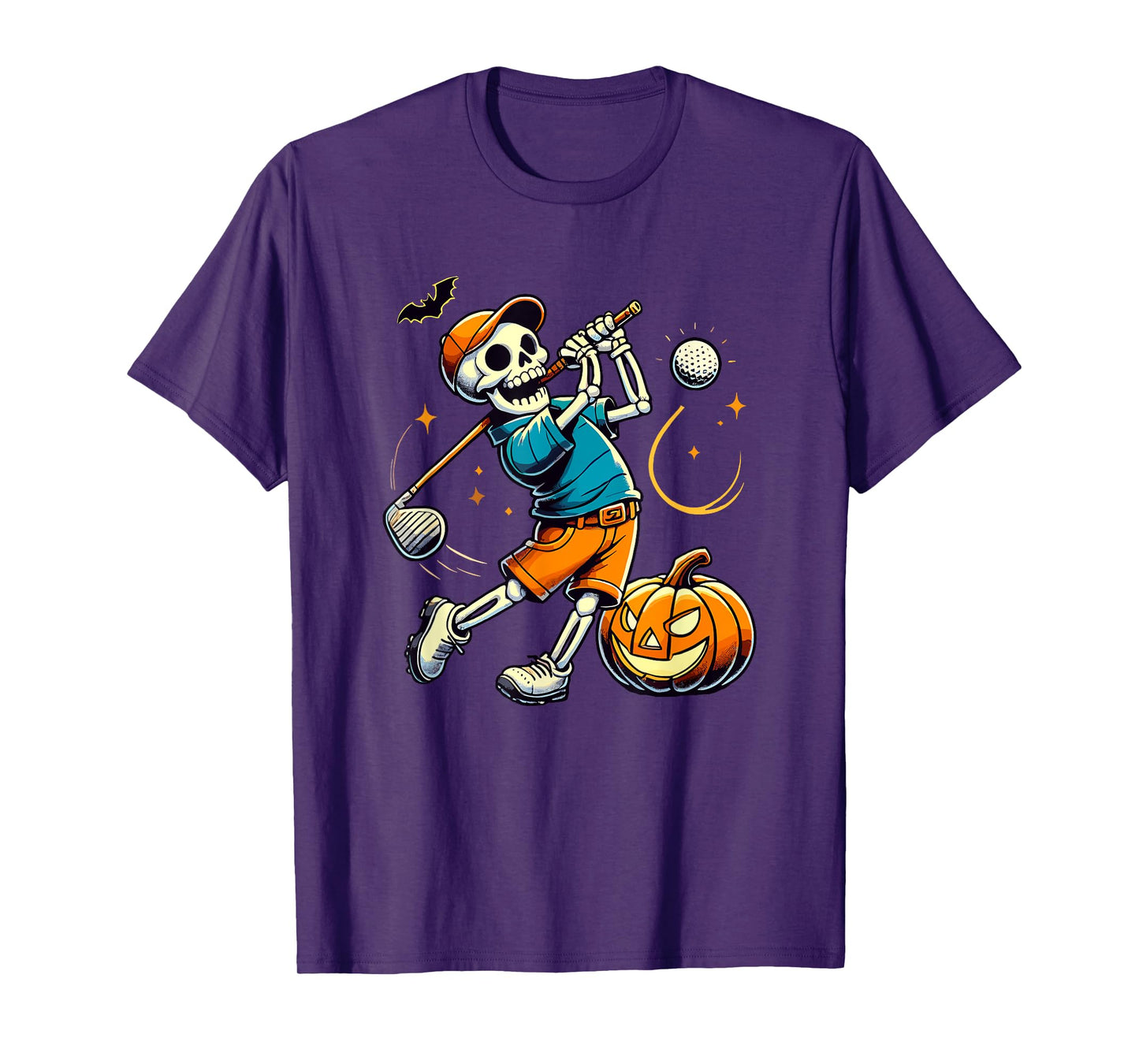 Halloween Skeleton Golf Player Golfing Golfer Pumpkin T-Shirt