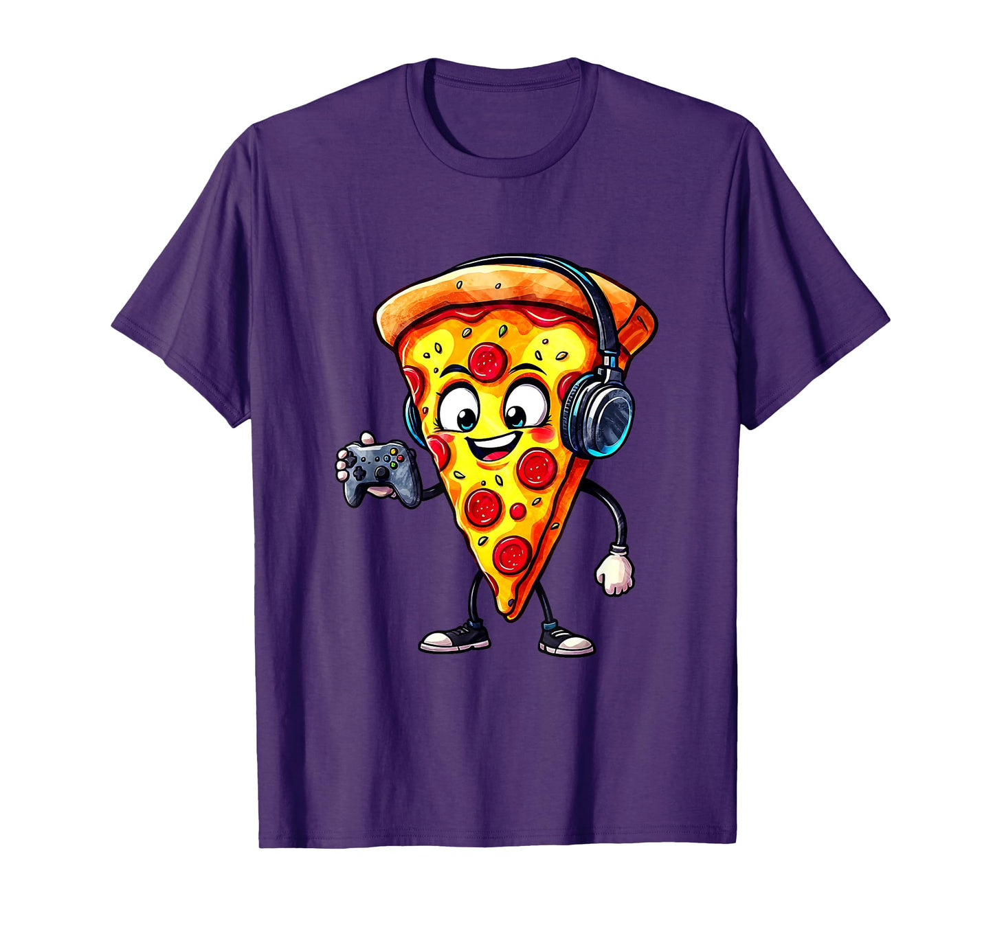 Funny Gamer Pizza Food Video Gaming Men Boys Kids Youth Teen T-Shirt