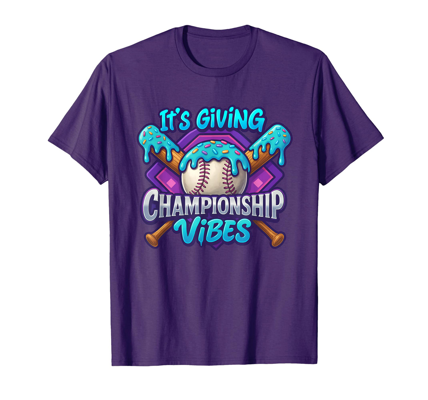 Baseball Drip Ice Cream Drip Its Giving Championship Vibes T-Shirt