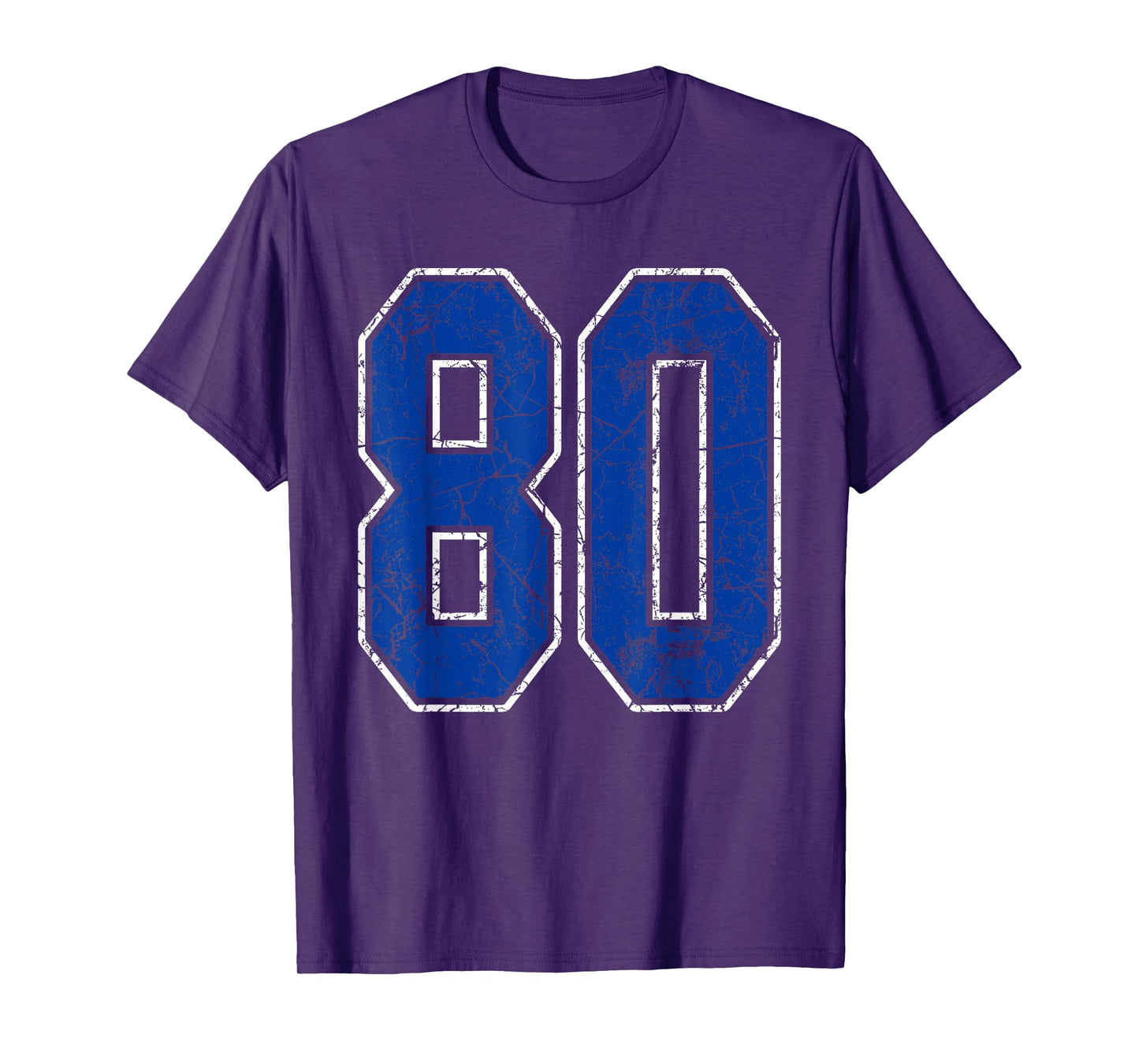 Royal Blue and White Number 80 Jersey Player Uniform #80 Fan T-Shirt