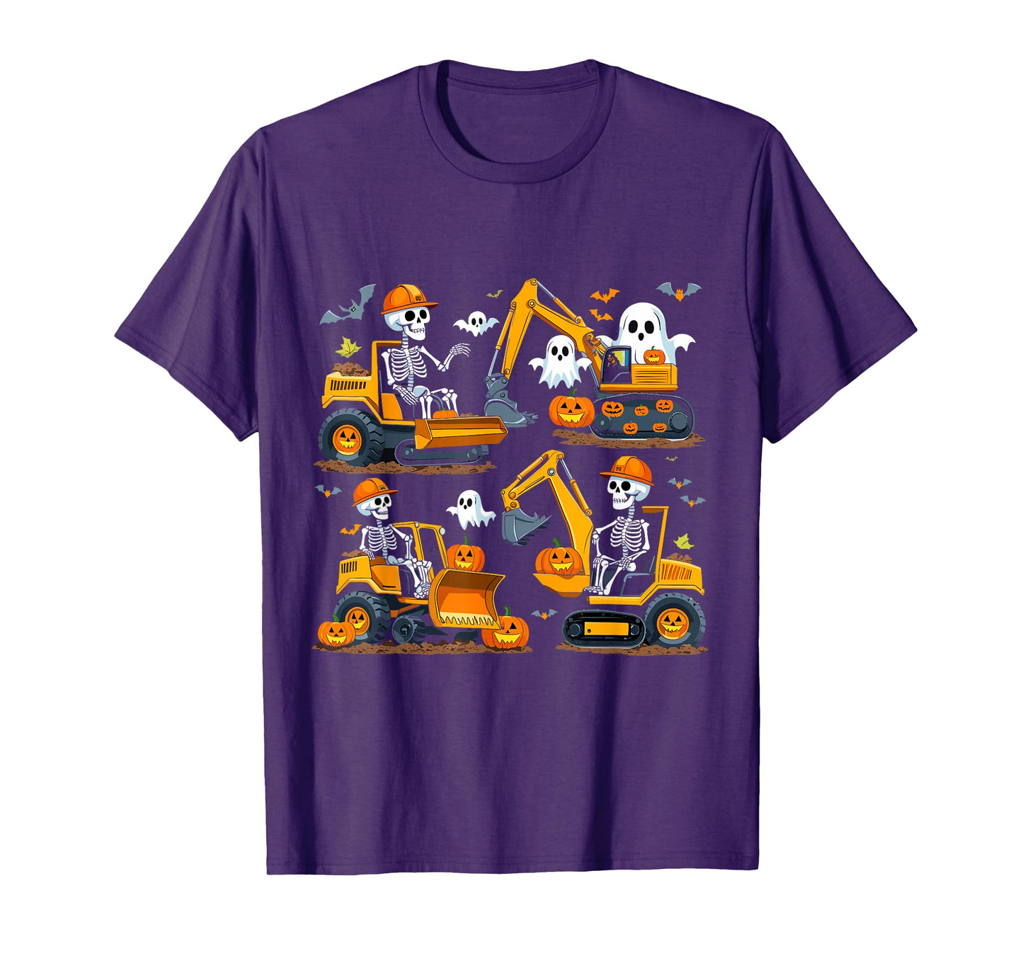 Construction Trucks Halloween Costume Spooky Excavator Ghost T-Shirt