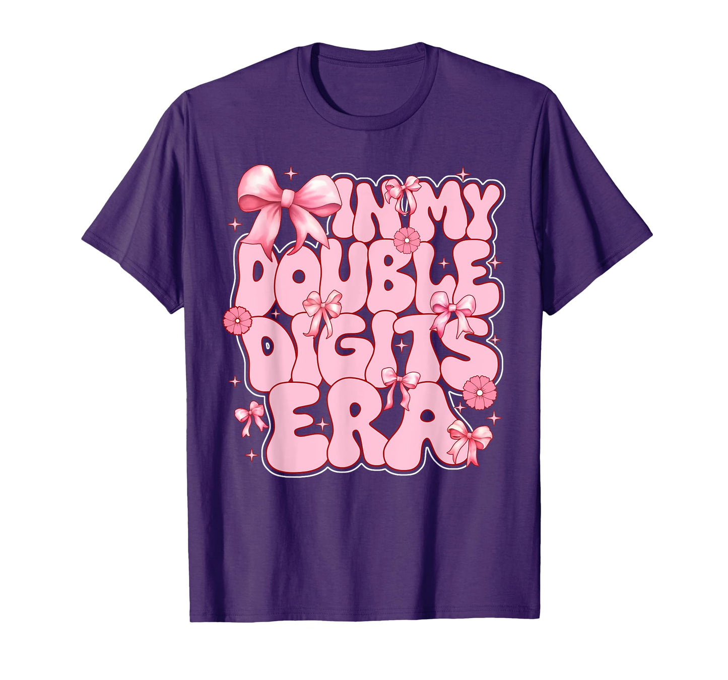 Kids In My Double Digits Era 10th Birthday Girl Coquette Bow T-Shirt