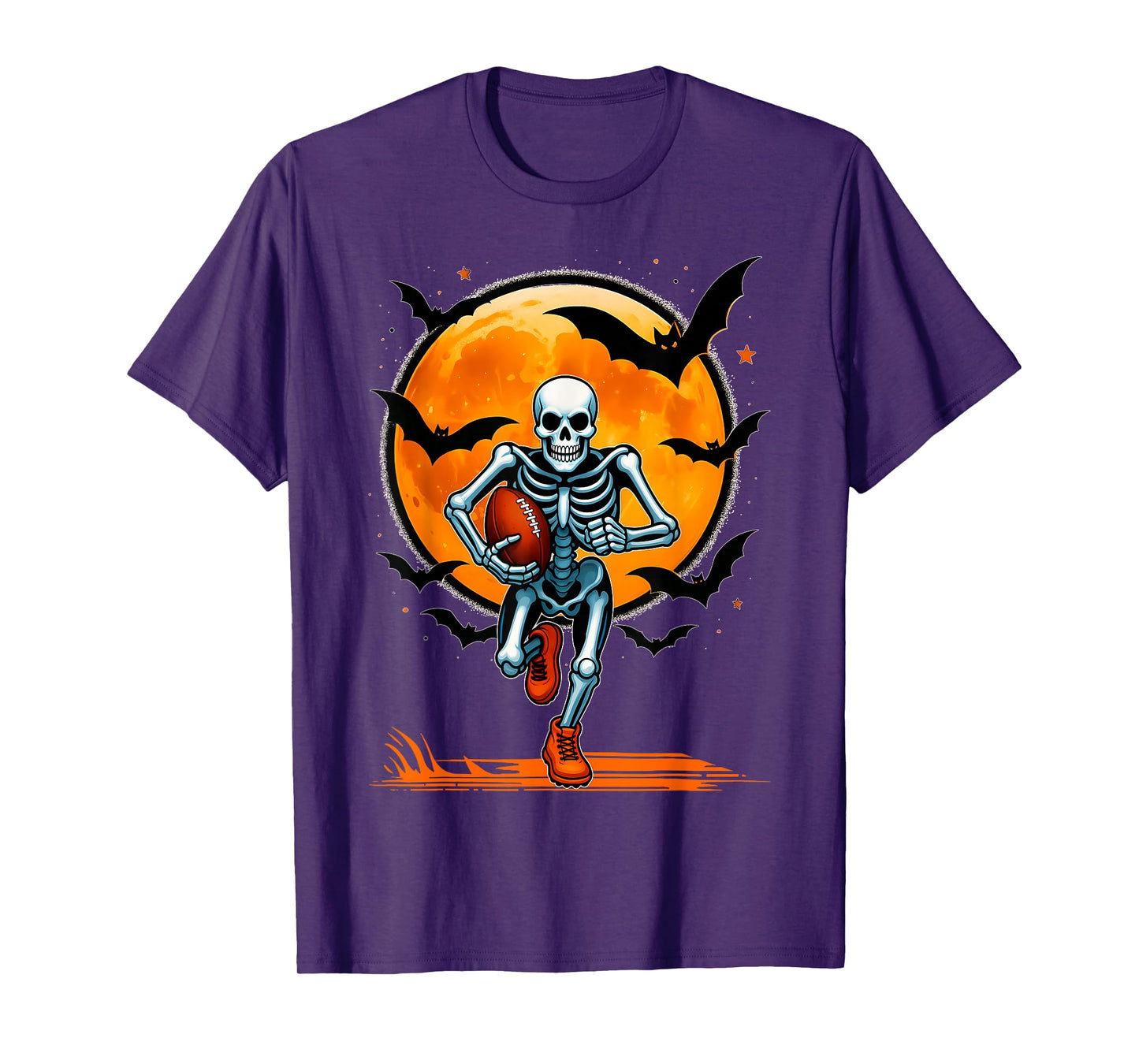 Funny American Football Skeleton Player Halloween Mens Boys T-Shirt