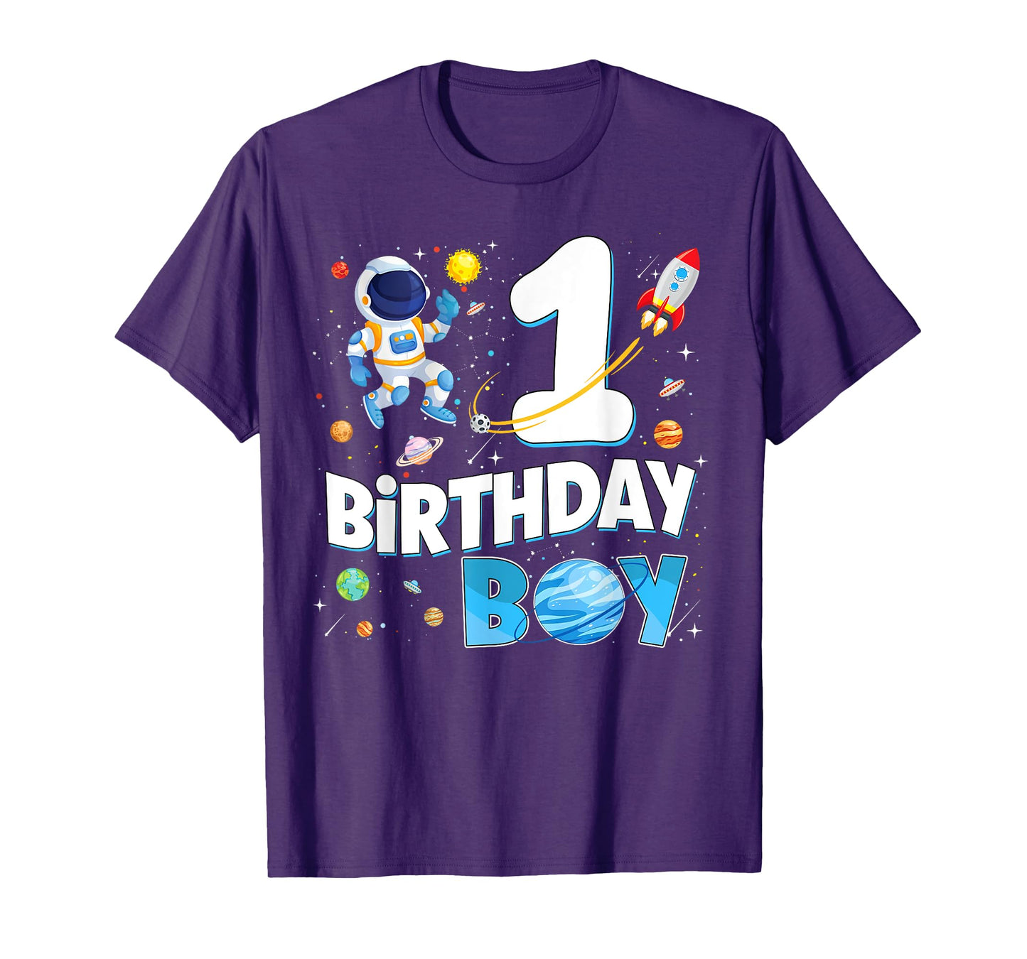 1 Year Old Astronaut Birthday Boy Space Planets Birthday T-Shirt