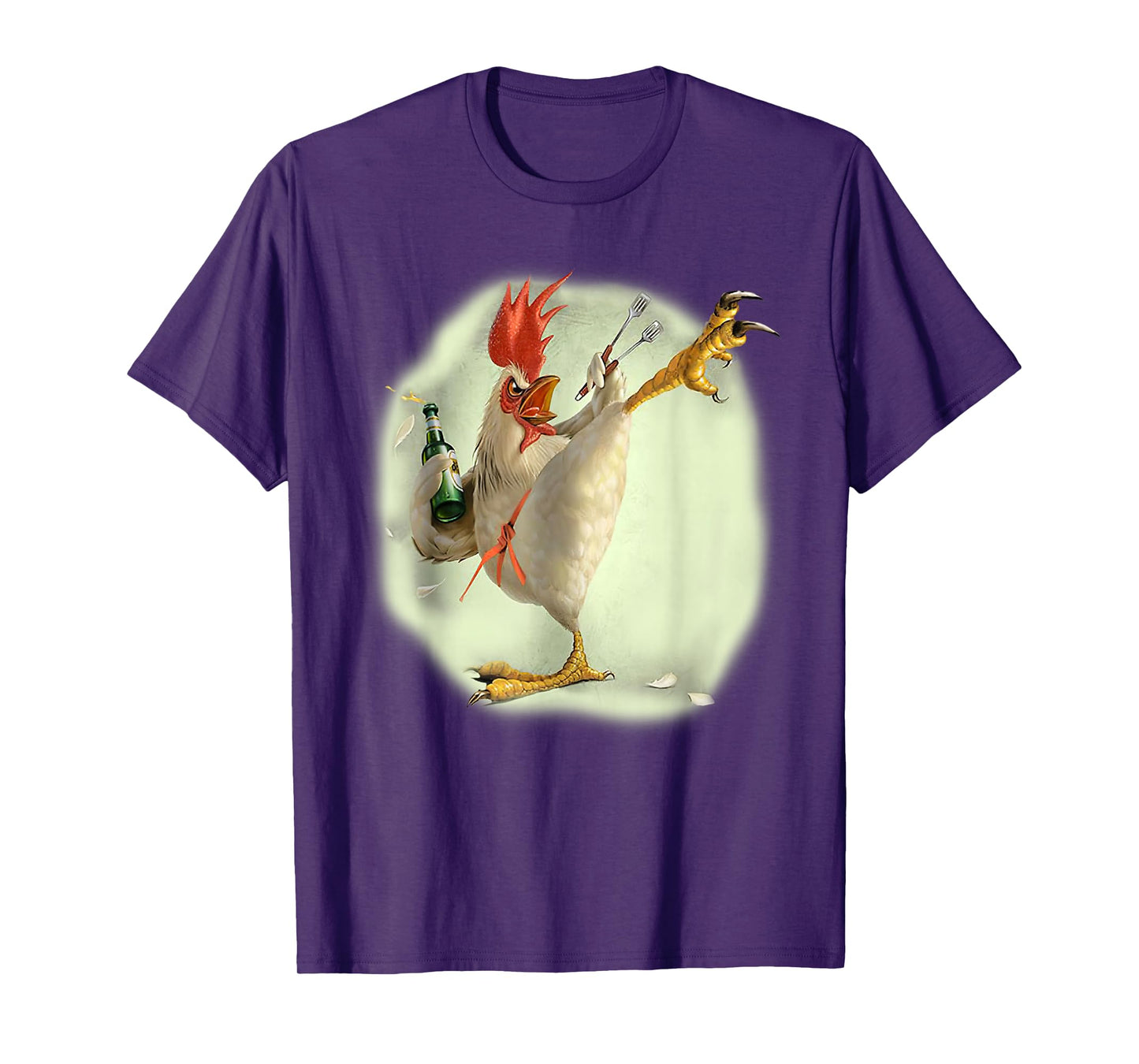Chicken Beer Karate Kick Cool Chicken Funny Chicken Farmer T-Shirt