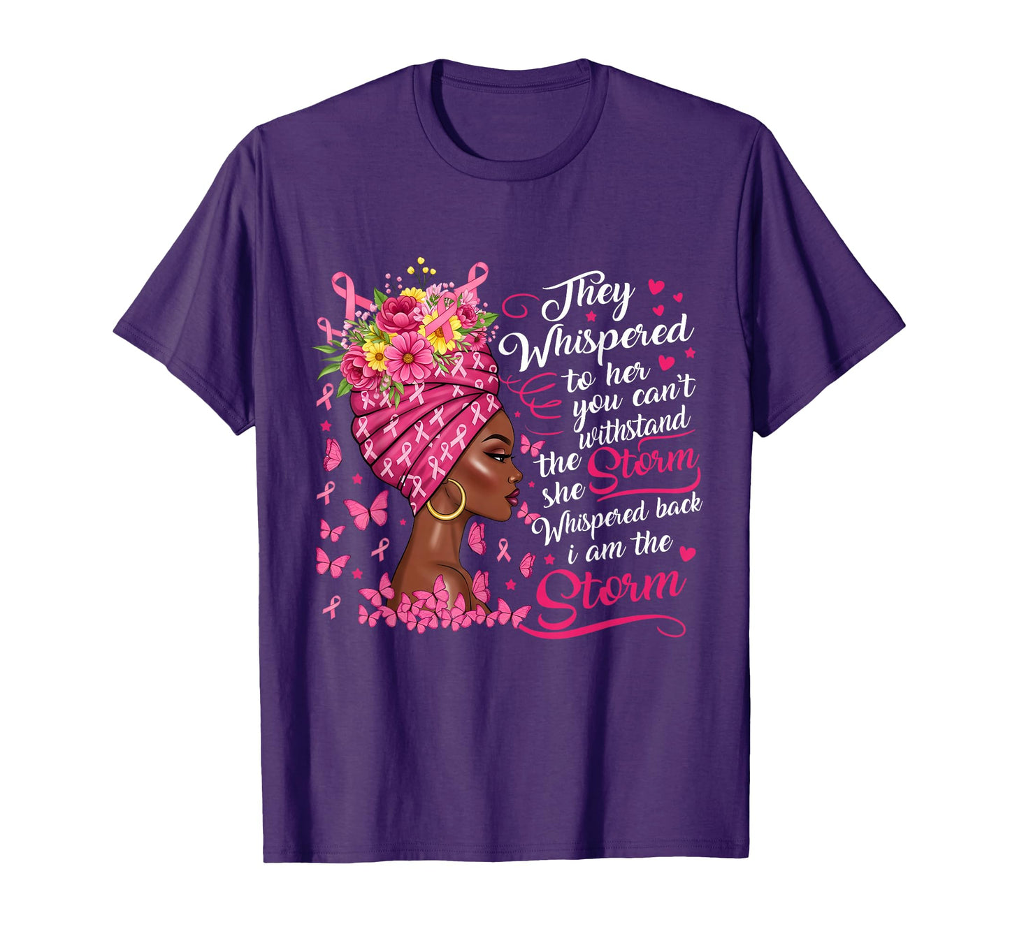 Breast Cancer Warrior Pink Ribbon I'm The Storm Black Women T-Shirt