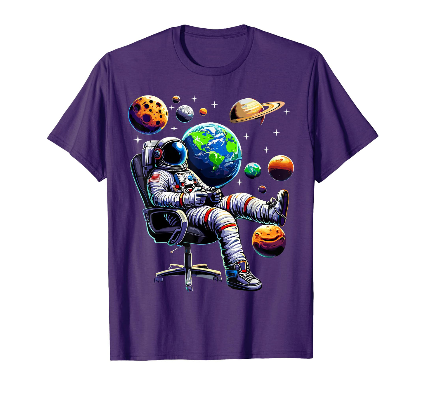 Astronaut Gamer Space Gaming System Planets T-Shirt