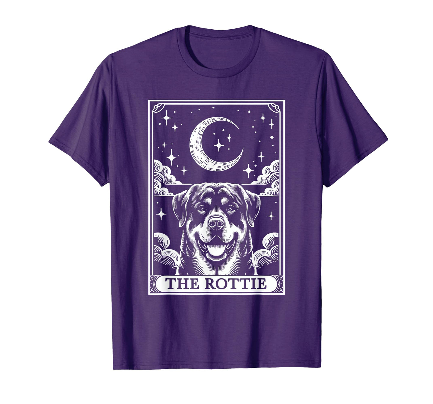 Tarot Card Vintage Crescent Moon Rottweiler Rottie Dog Mom T-Shirt for Men Women Kids