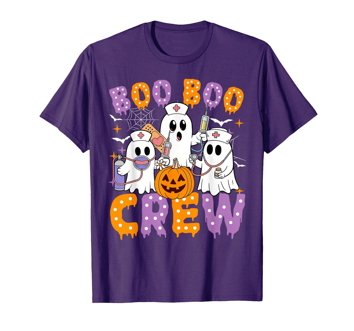 Boo Boo Crew Nurse Ghost Scrub Halloween Custom Women Men T-Shirt