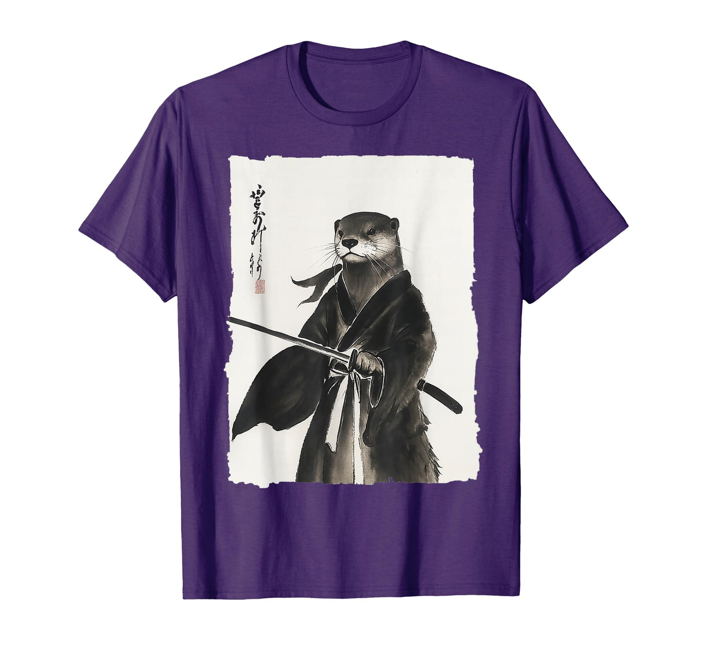 Otter Samurai Janpanese Vintage Warrior Art Anime Graphic T-Shirt