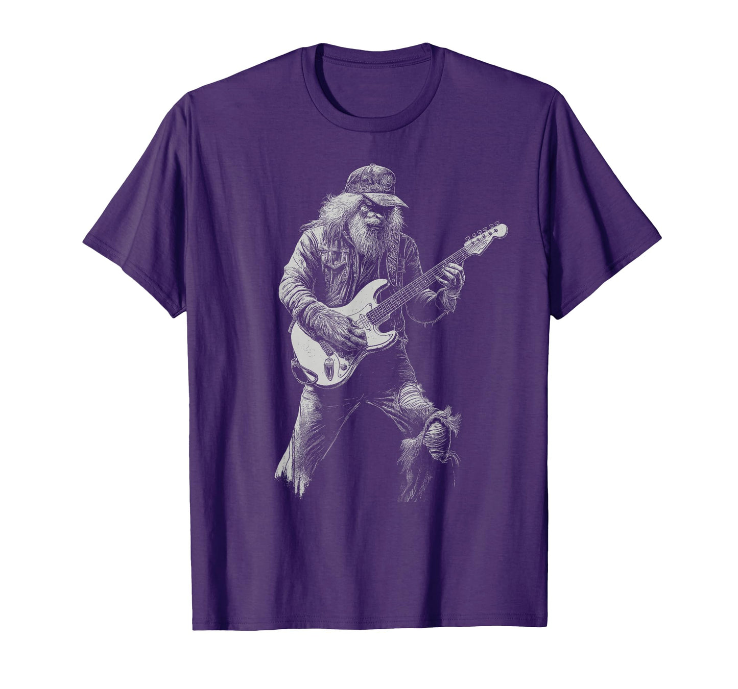 Bigfoot Playing Electric Guitar Rock On Sasquatch T-Shirt