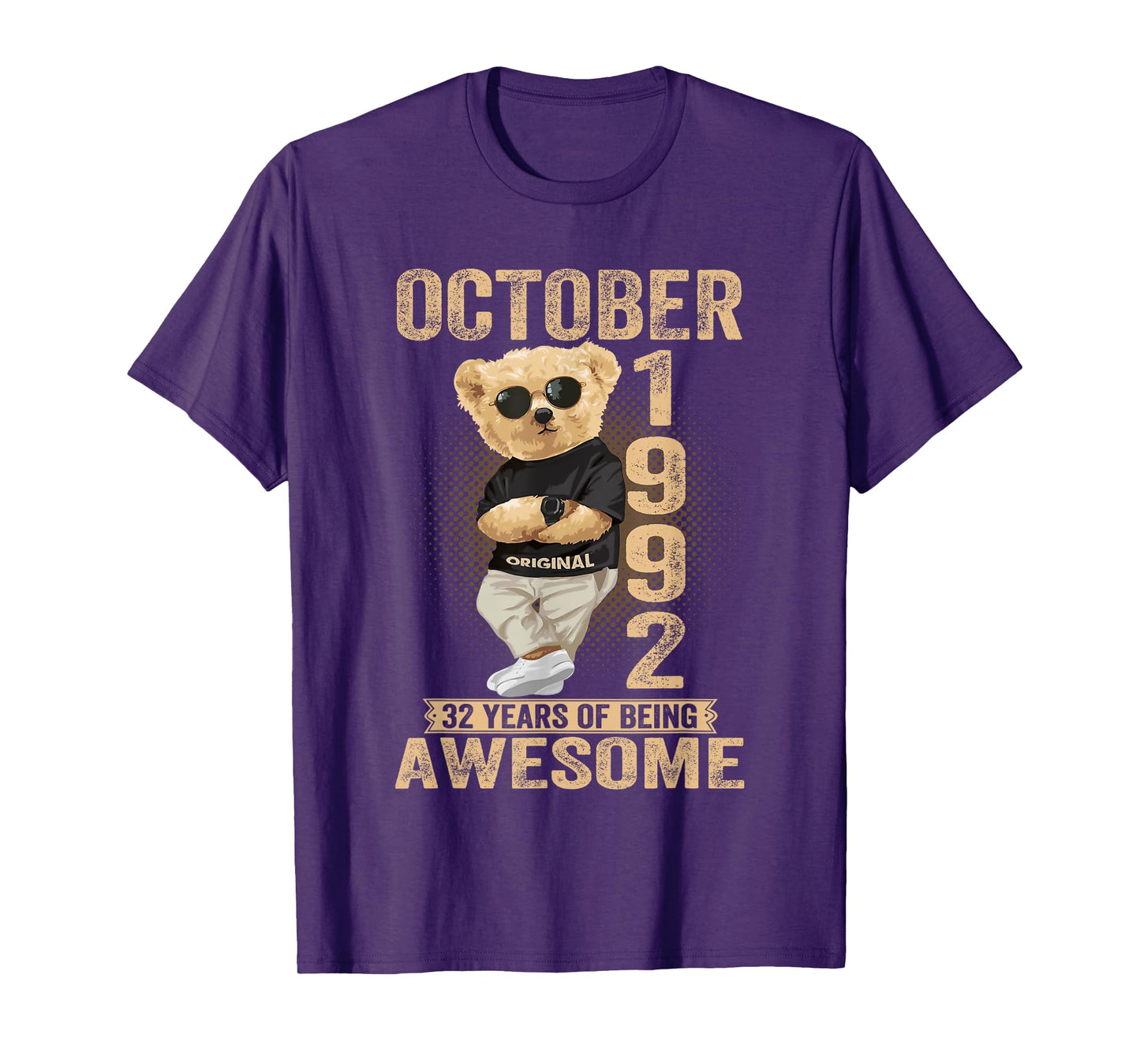 October 32th Birthday Men Women 1992 Awesome Teddy Bear T-Shirt