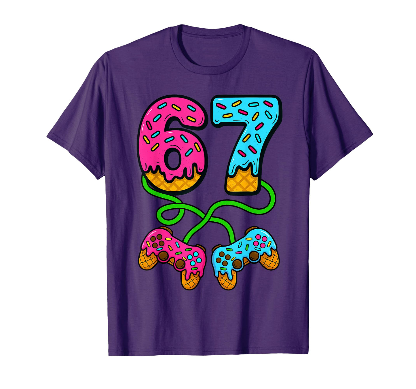 67 Ice Cream Drip Meme Gamer Six Seven Gen Alpha Slang T-Shirt
