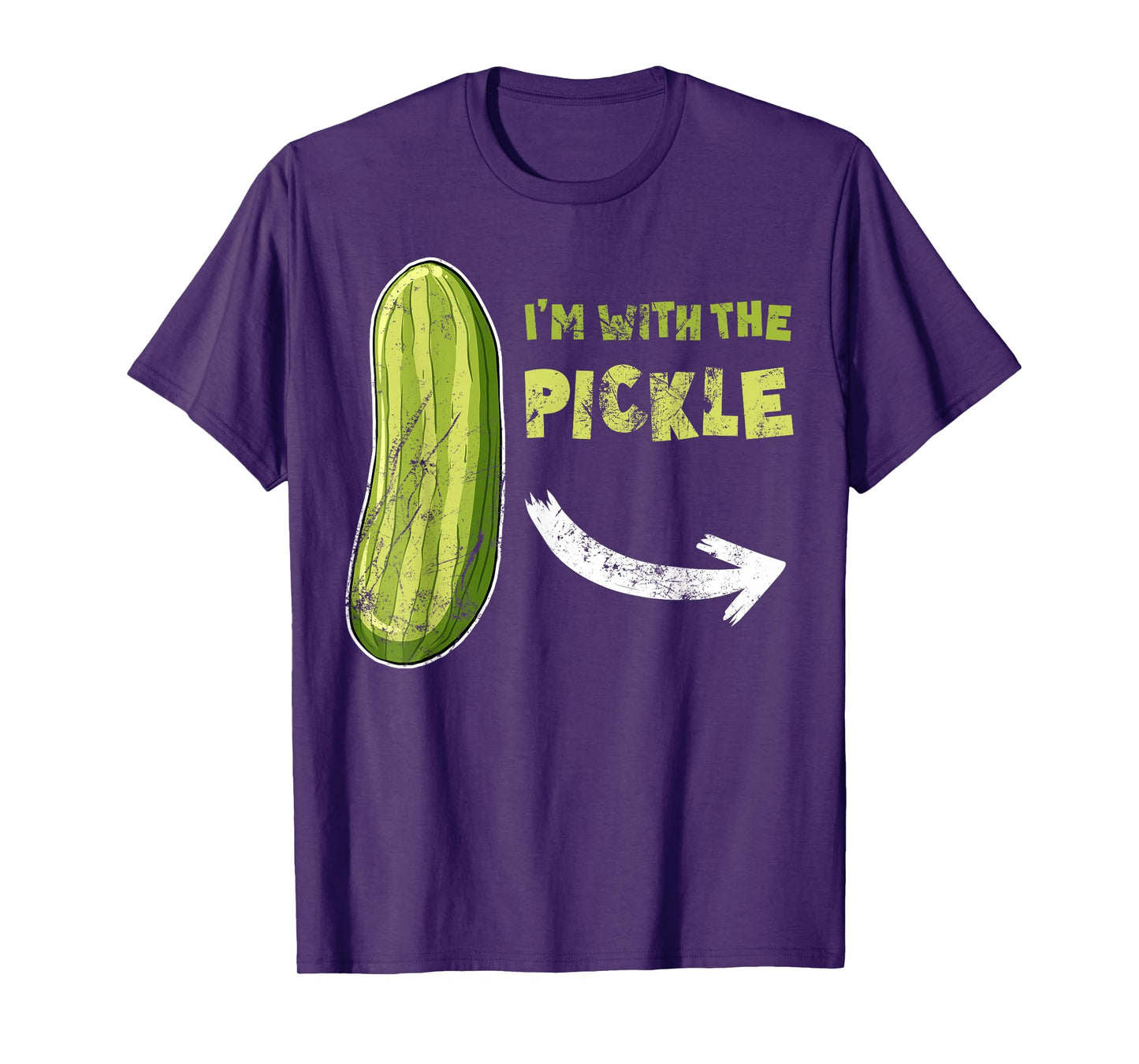 Funny Pickle 'I'm With The Pickle' Matching Halloween T-Shirt for Couples & Families, Black, Unisex, Short Sleeve, Cotton, Small