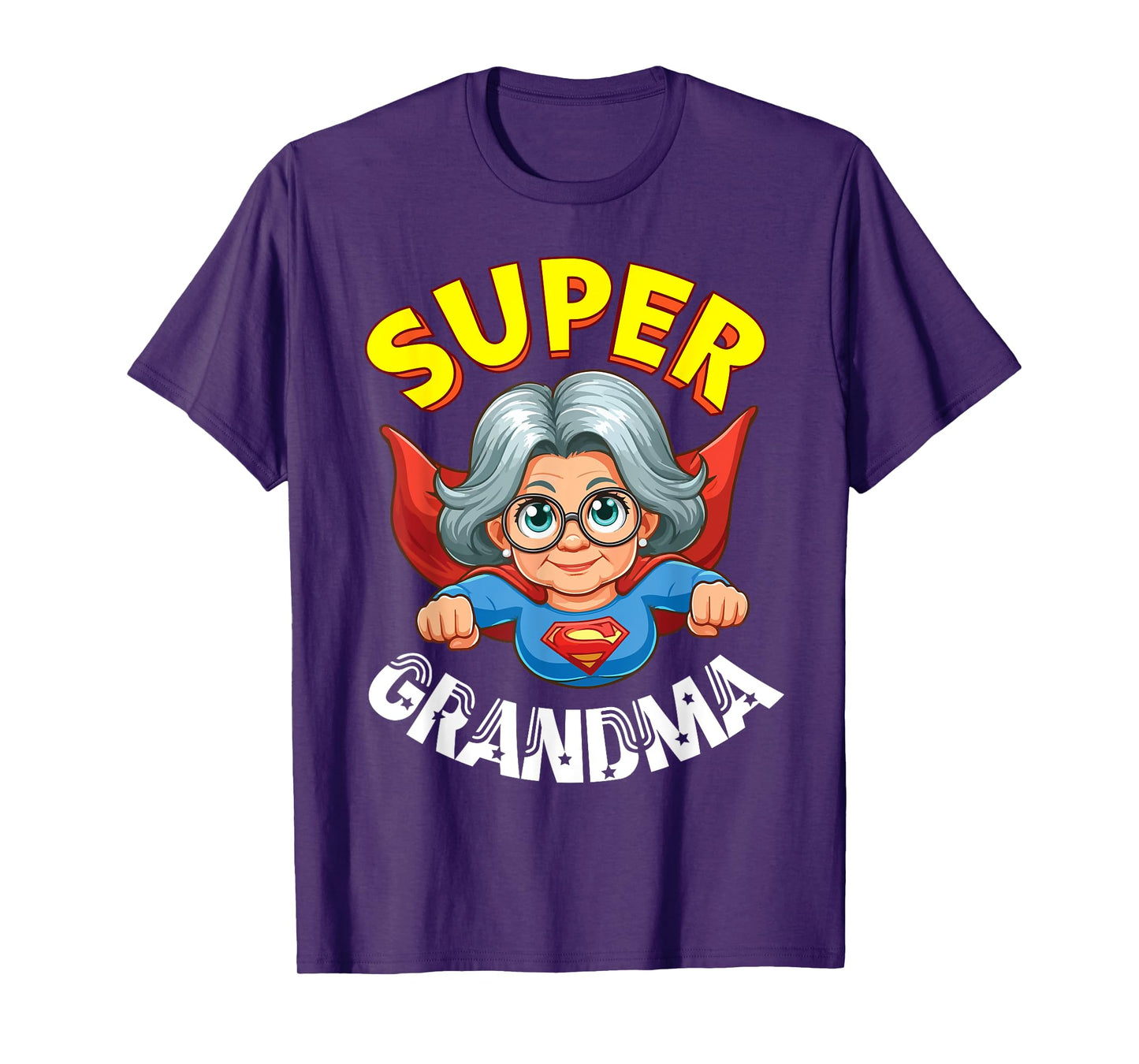 Super Grandma Hero Cape Flying Cartoon Funny Grandmother T-Shirt