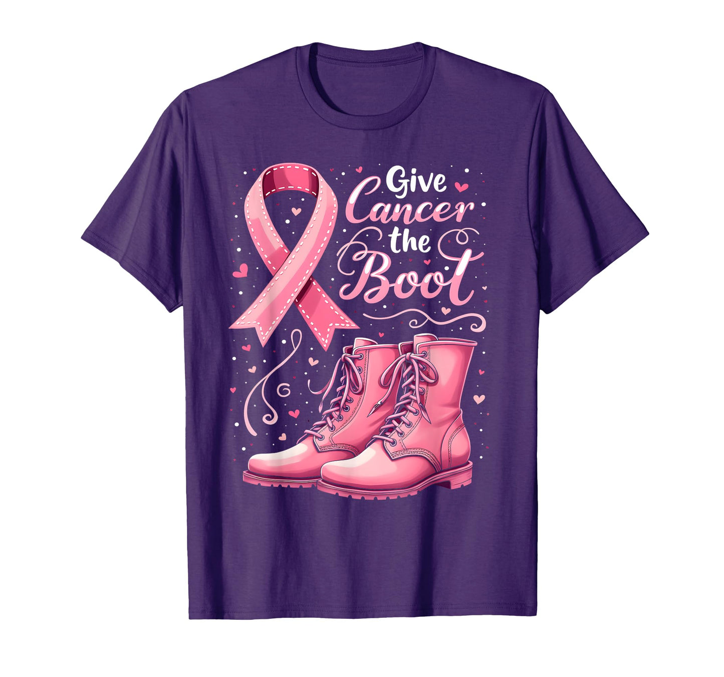 Give Cancer The Boot Breast Cancer Awareness Men Women Kids T-Shirt