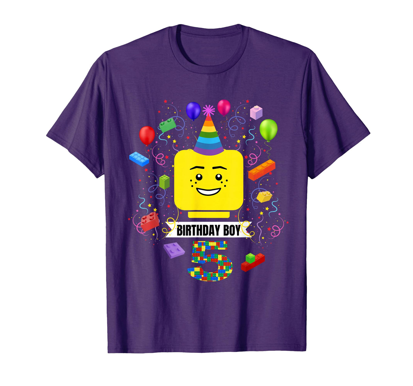 Building Bricks Birthday Boy 5 5th Master Builder Blocks T-Shirt