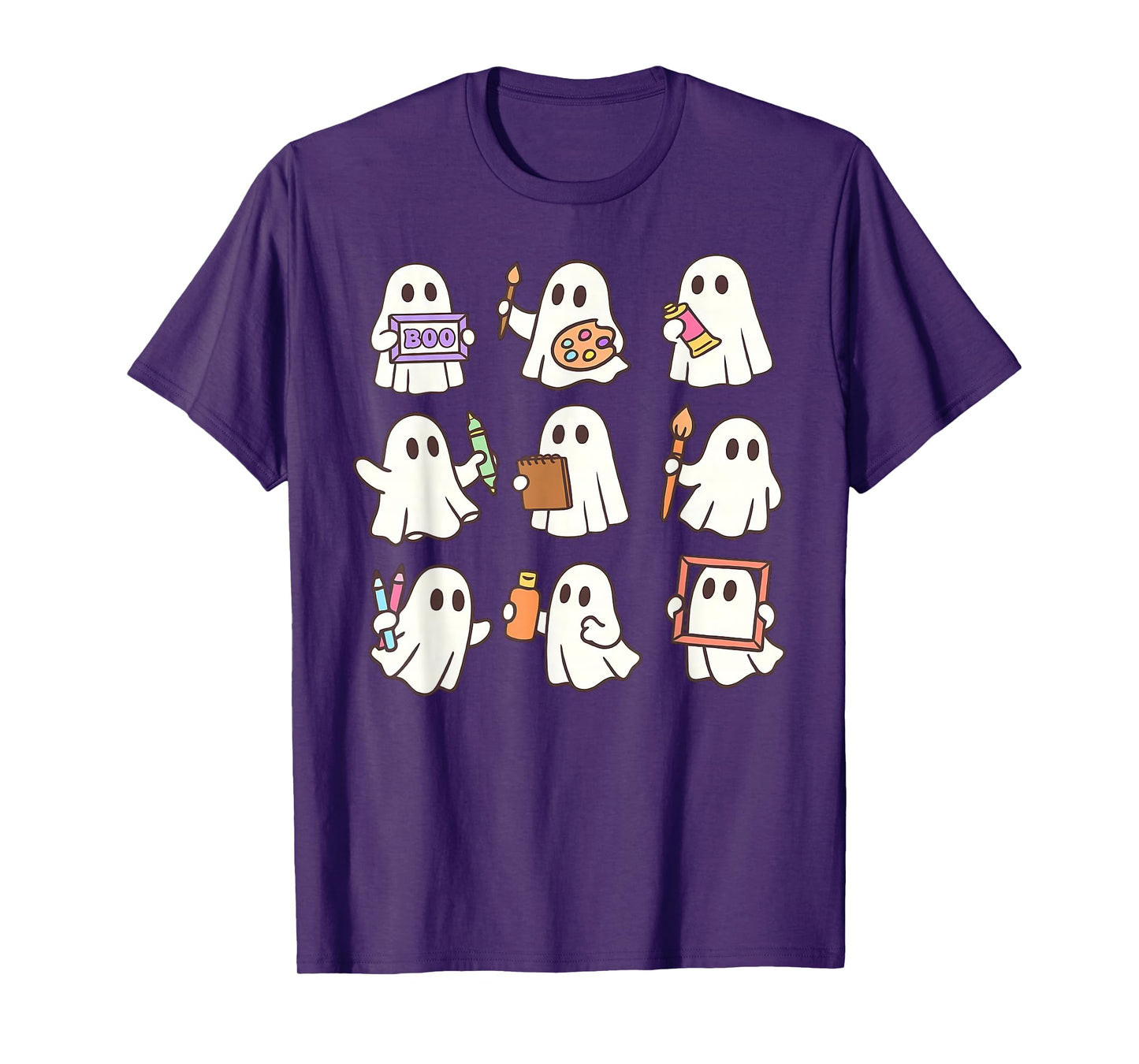 Art Teacher Ghost Halloween Artists Painter Teacher Spooky T-Shirt
