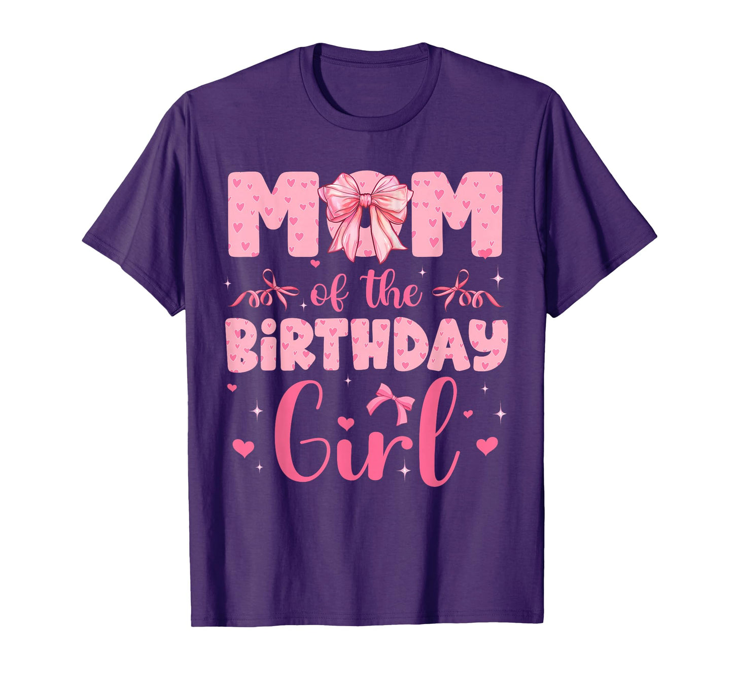 Mom Of The Birthday Girl Family Pink Coquette Bow T-Shirt