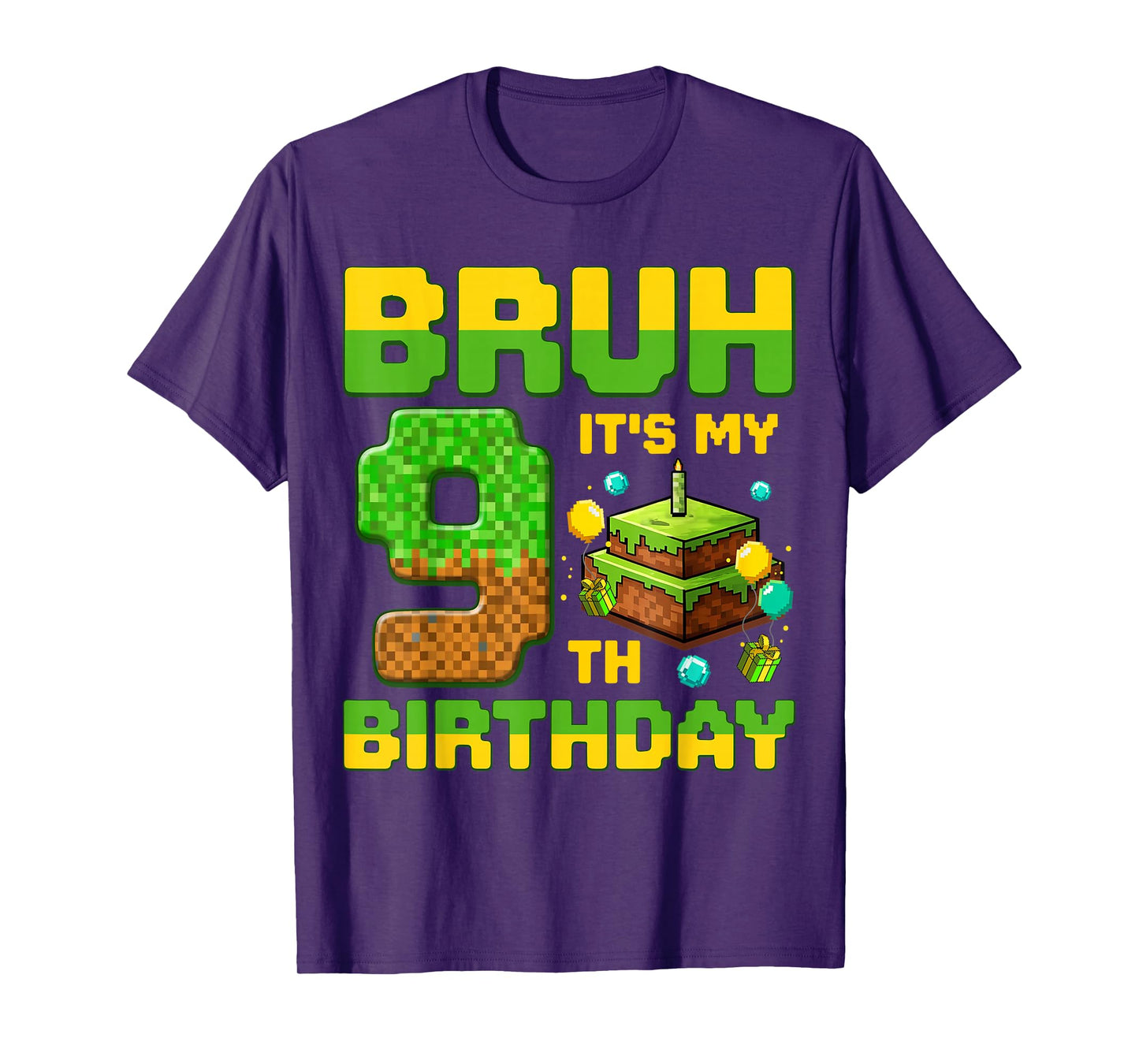 Bruh It's My 9th Birthday Birthday Boy Gamers Pixel Number T-Shirt