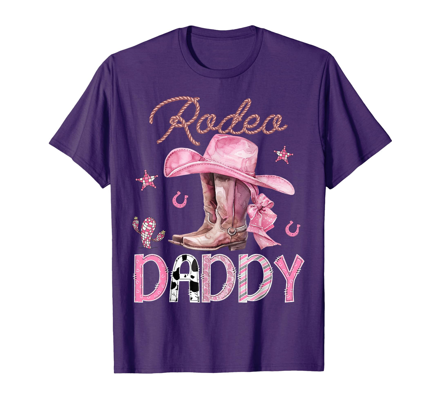 Rodeo Daddy Pink Boots Coquette CowGirl Birthday Party T-Shirt