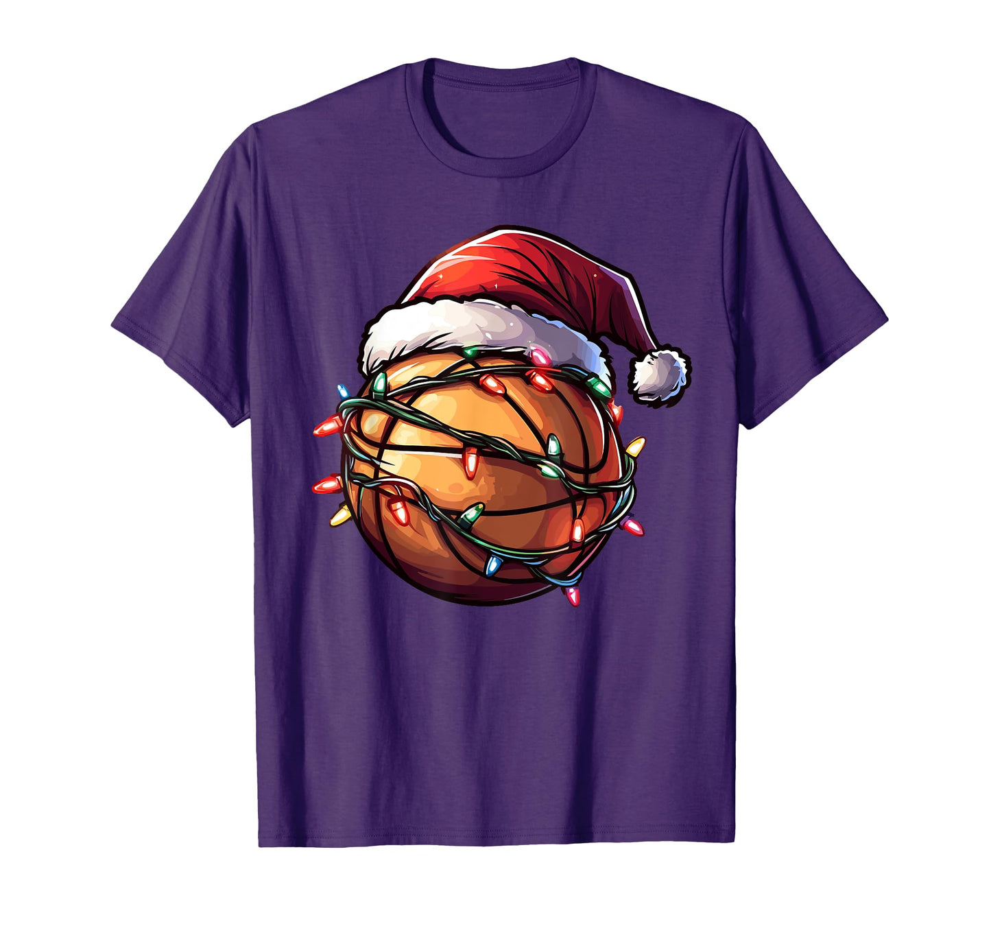 Basketball Christmas Lights Santa Hat Basketball Player Xmas T-Shirt