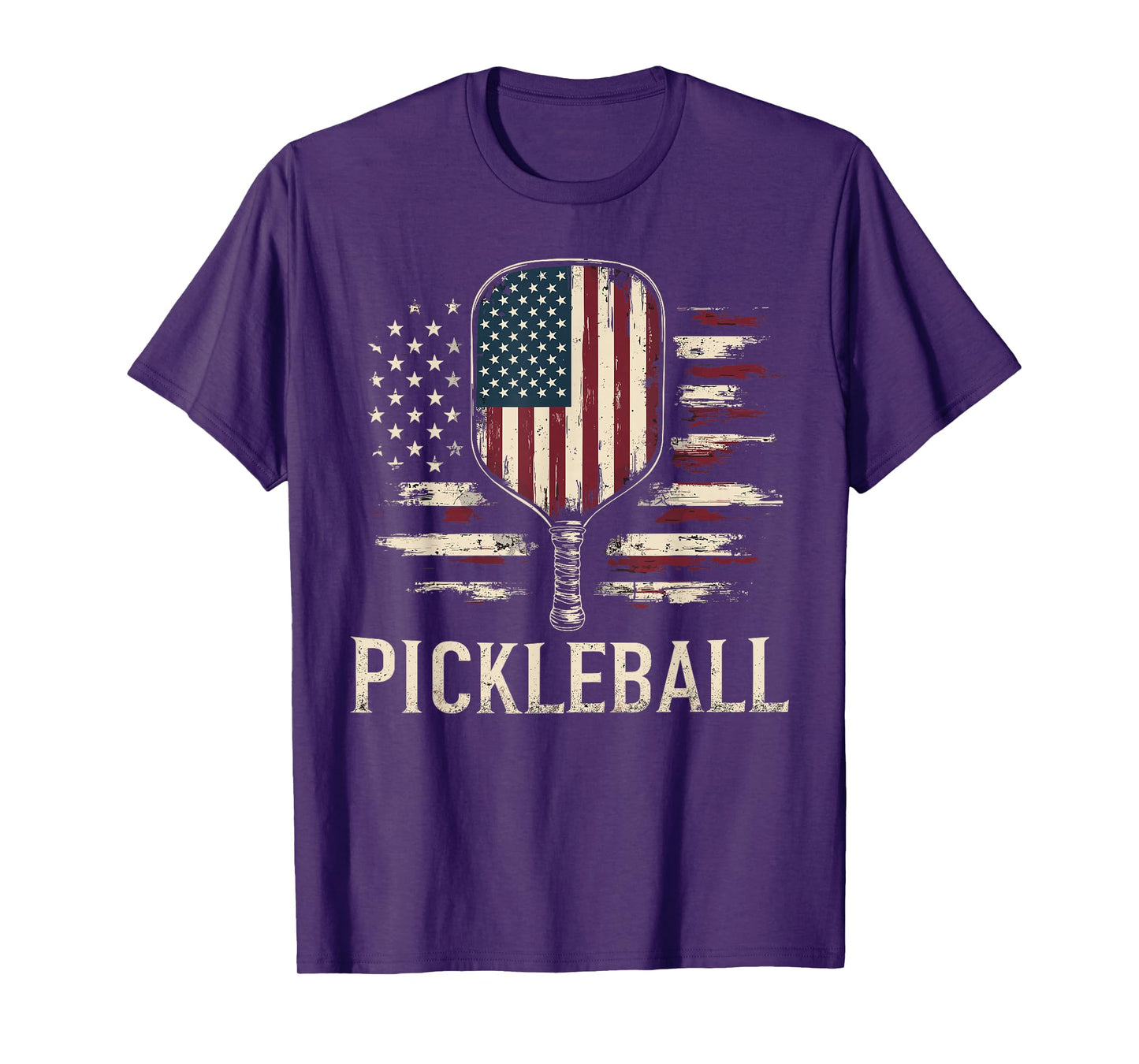 Pickleball Player US Flag Retro Paddleball T-Shirt