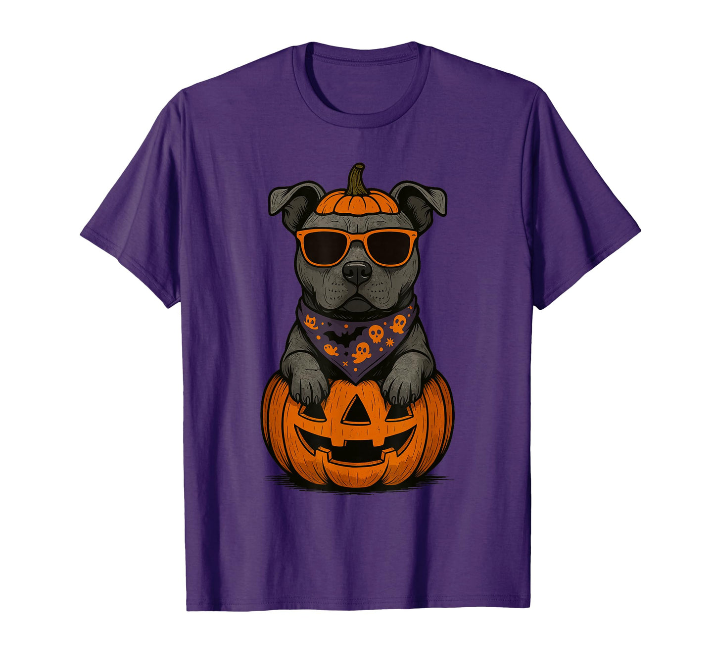 Spooky Pit Bull Pumpkin Halloween Dog Lover T-Shirt
