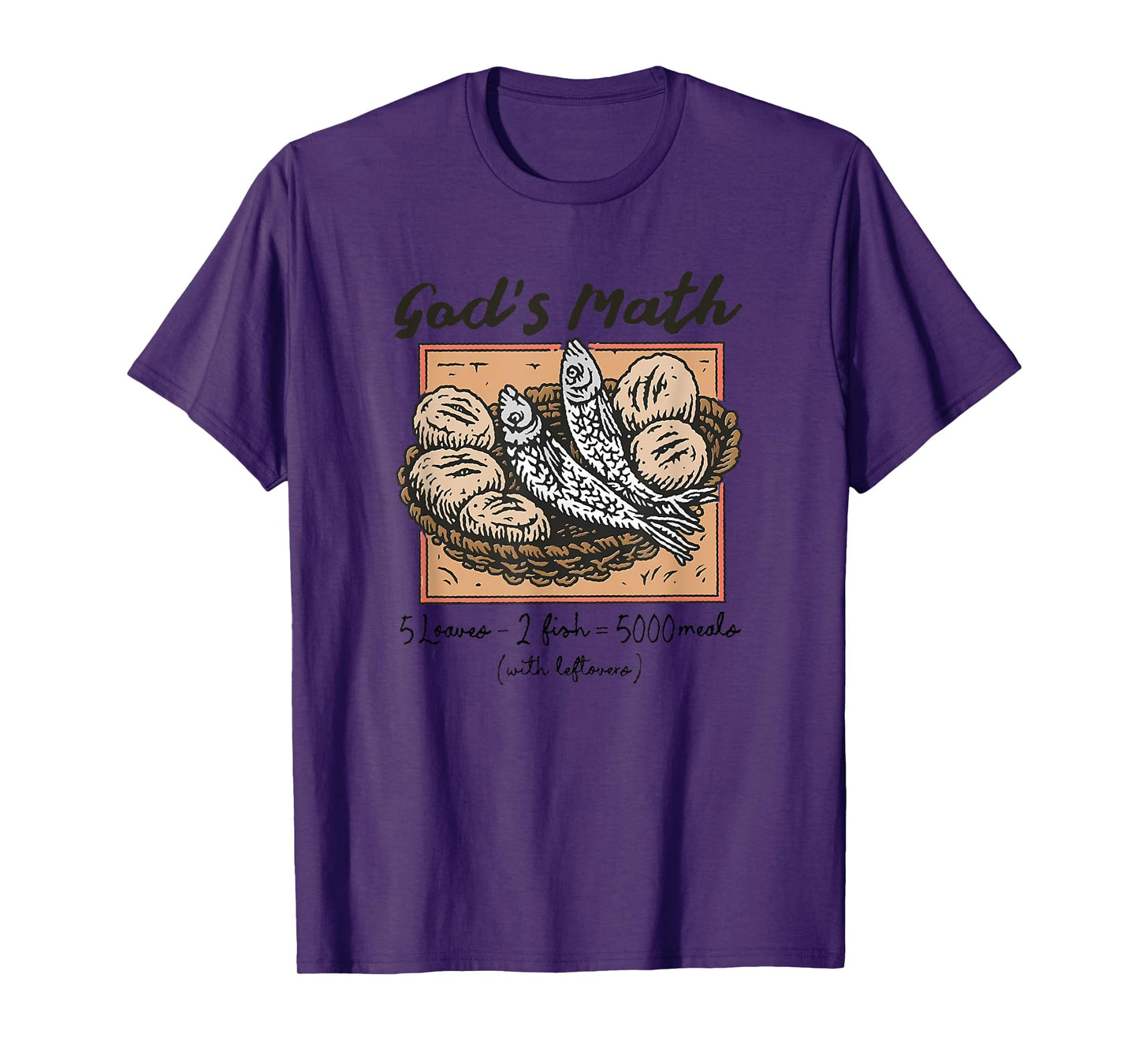 God's Math Loaves Fish Miracle Bible Verse Retro Christian T-Shirt